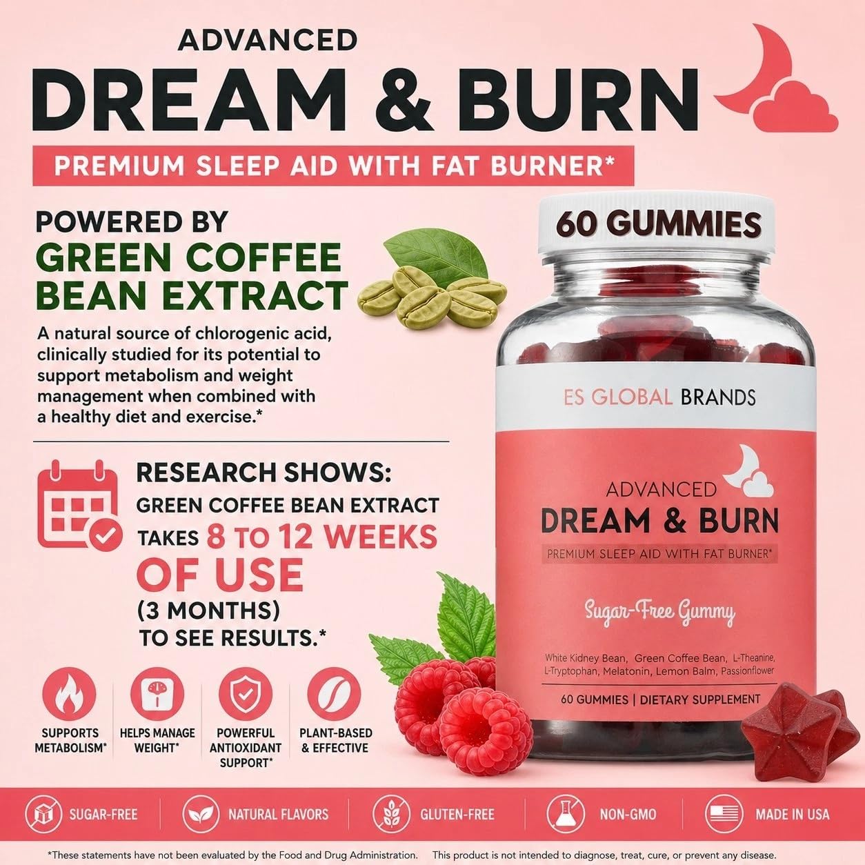 ES Global Brands Night Time Fat Burner Gummies 60 Count