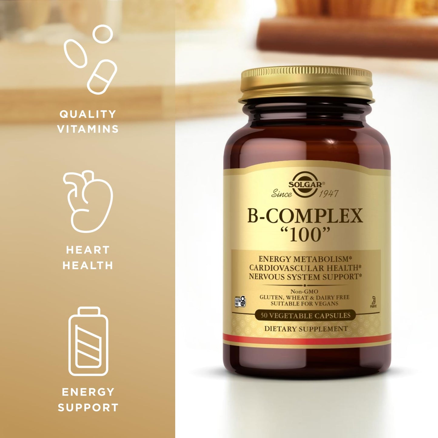 Solgar B-Complex 100 Capsules, 50 Count