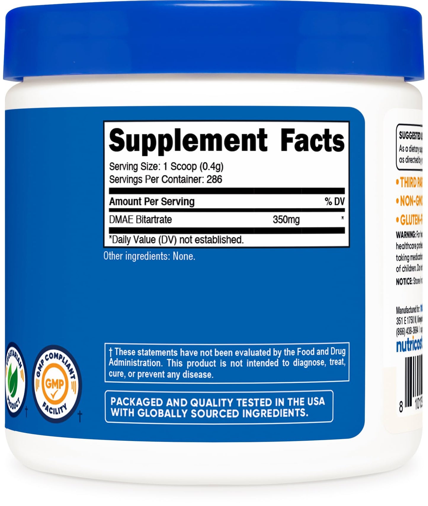 Nutricost Pure DMAE-Bitartrate Powder 7.1 Ounces (Pack of 2)