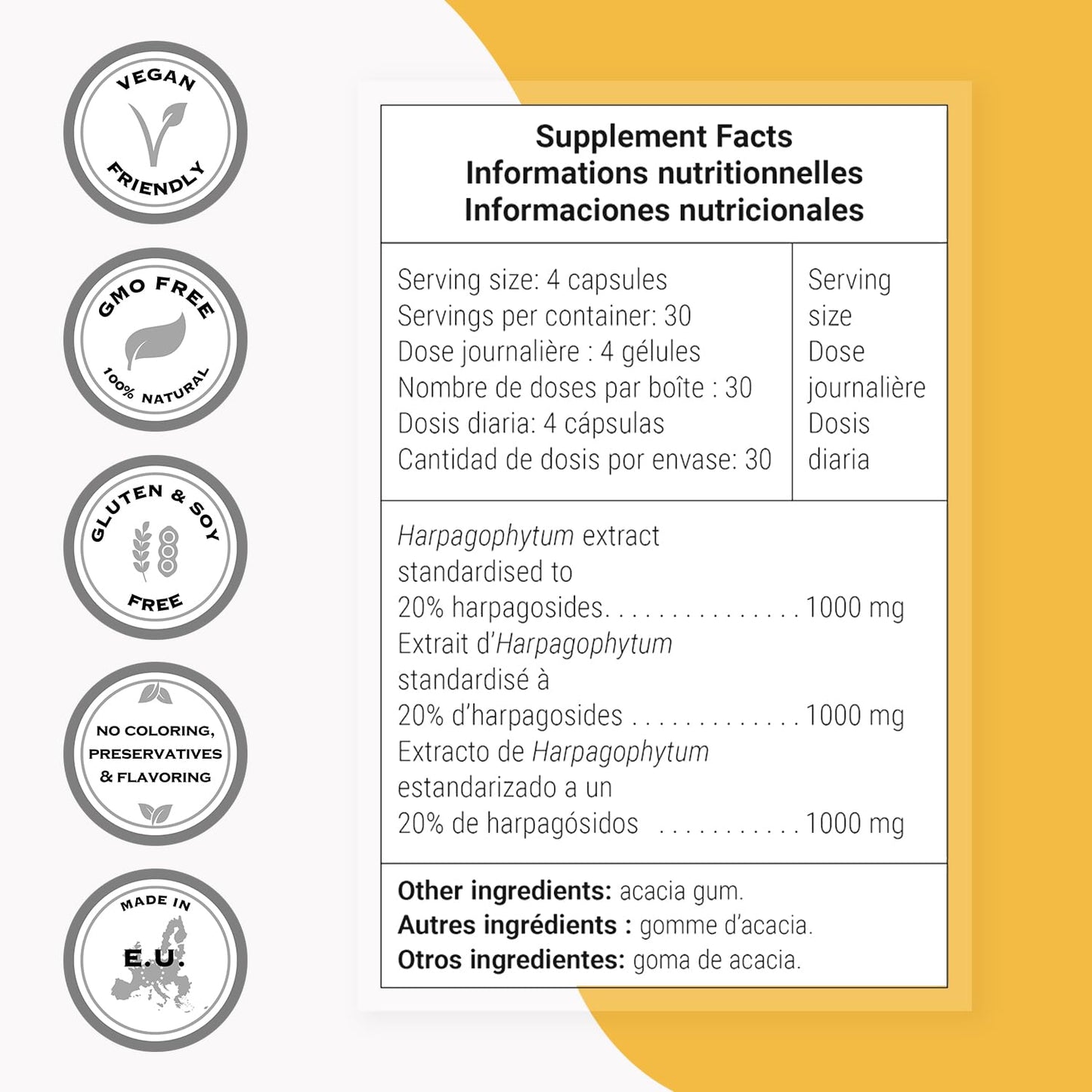 Supersmart Super Harpagophytum 1000 mg Per Day (Devil’s Claw) 120 Capsules