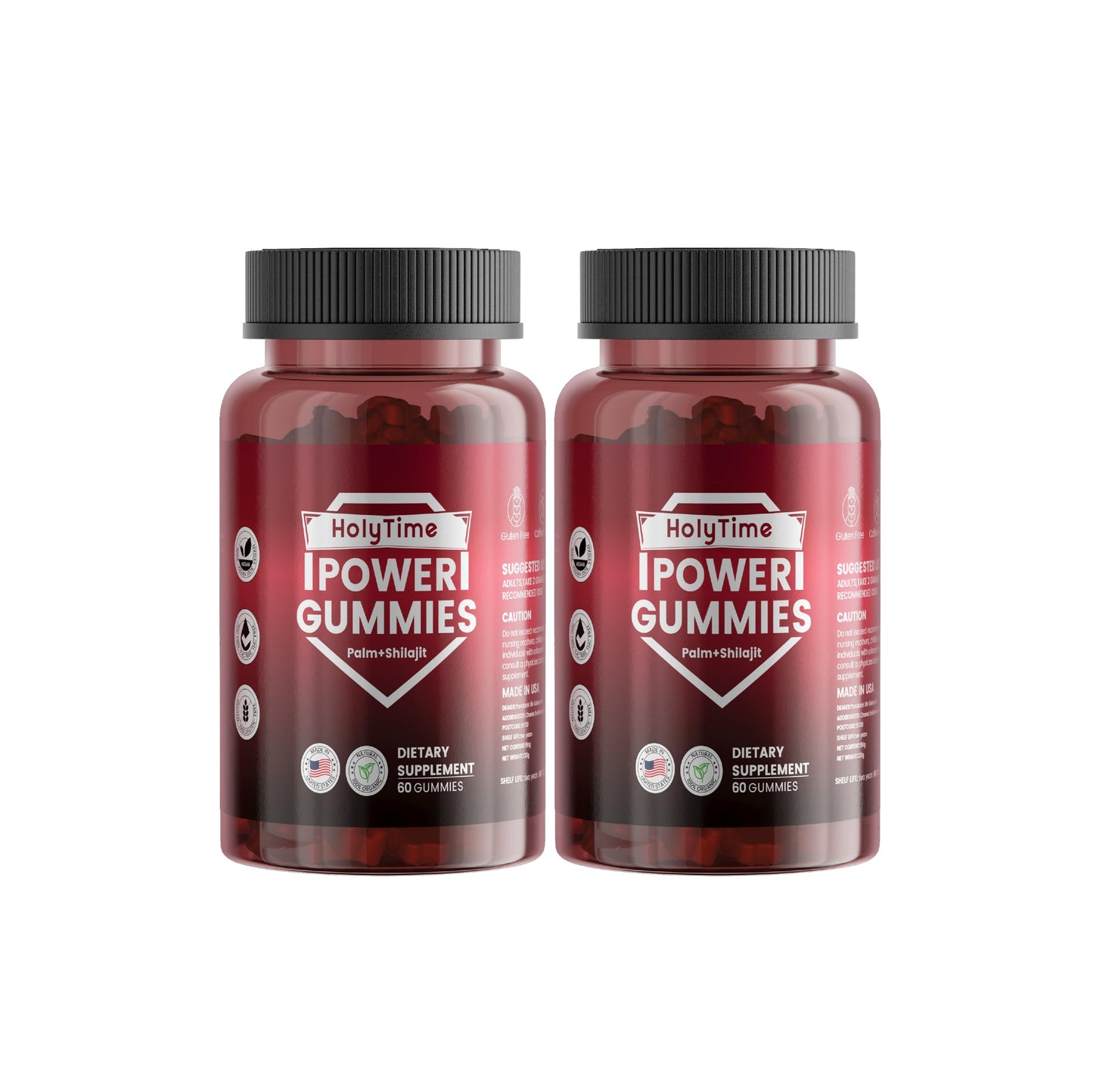 HolyTime Power Gummies Himalayan Shilajit, Oyster Peptide & Saw Palmetto, 60 Gummies