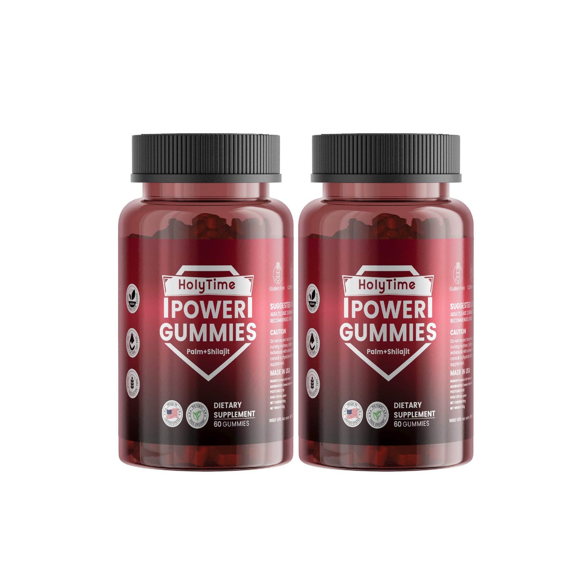 HolyTime Power Gummies Himalayan Shilajit, Oyster Peptide & Saw Palmetto, 60 Gummies