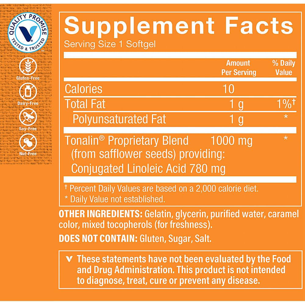 The Vitamin Shoppe Tonalin CLA 1000mg Softgel, 180 Softgels