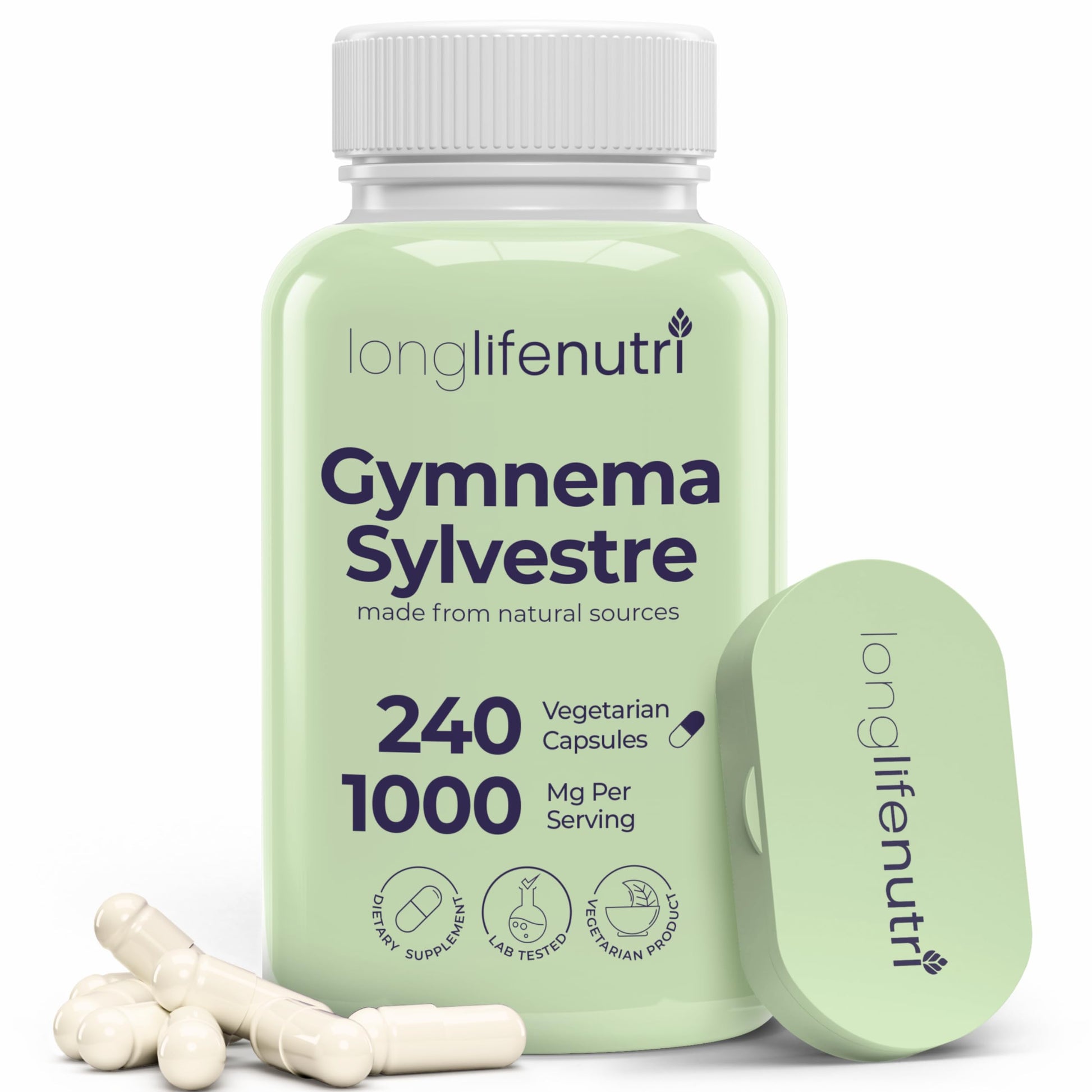 LongLifeNutri Gymnema Sylvestre 1000mg Organic 20:1 Leaf Extract, 240 Capsules