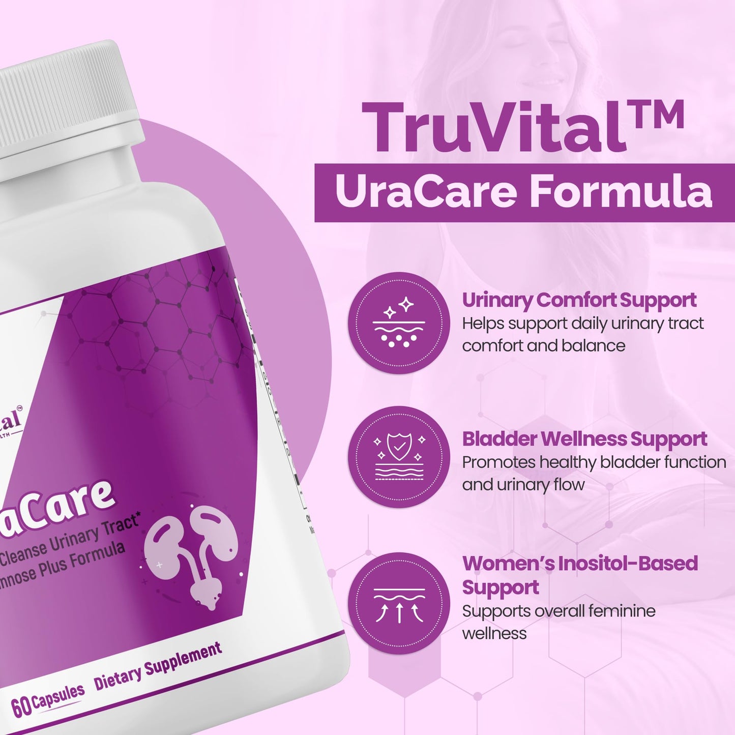 Tru Vital UraCare D-Mannose & Cranberry Extract 60 Capsules