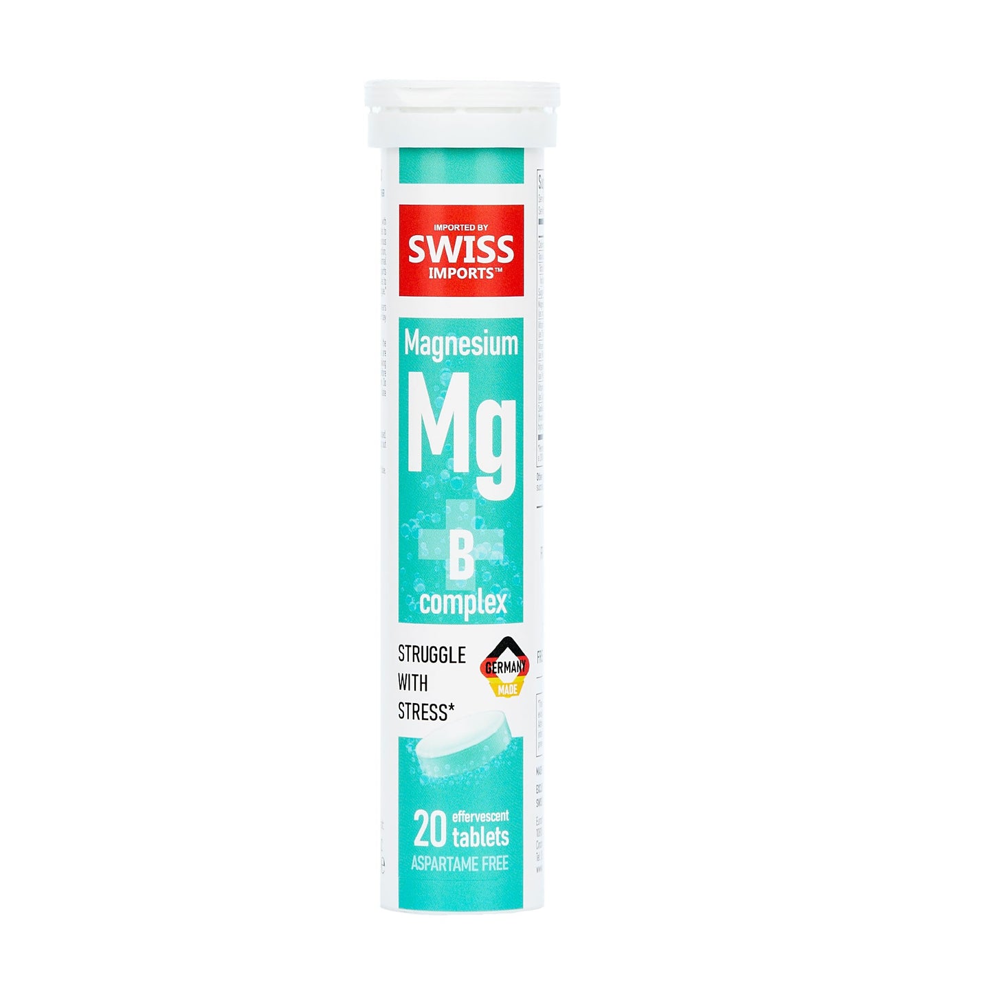 Swiss Imports Effervescent Magnesium + B Complex Dietary Supplement, 240 Tablets