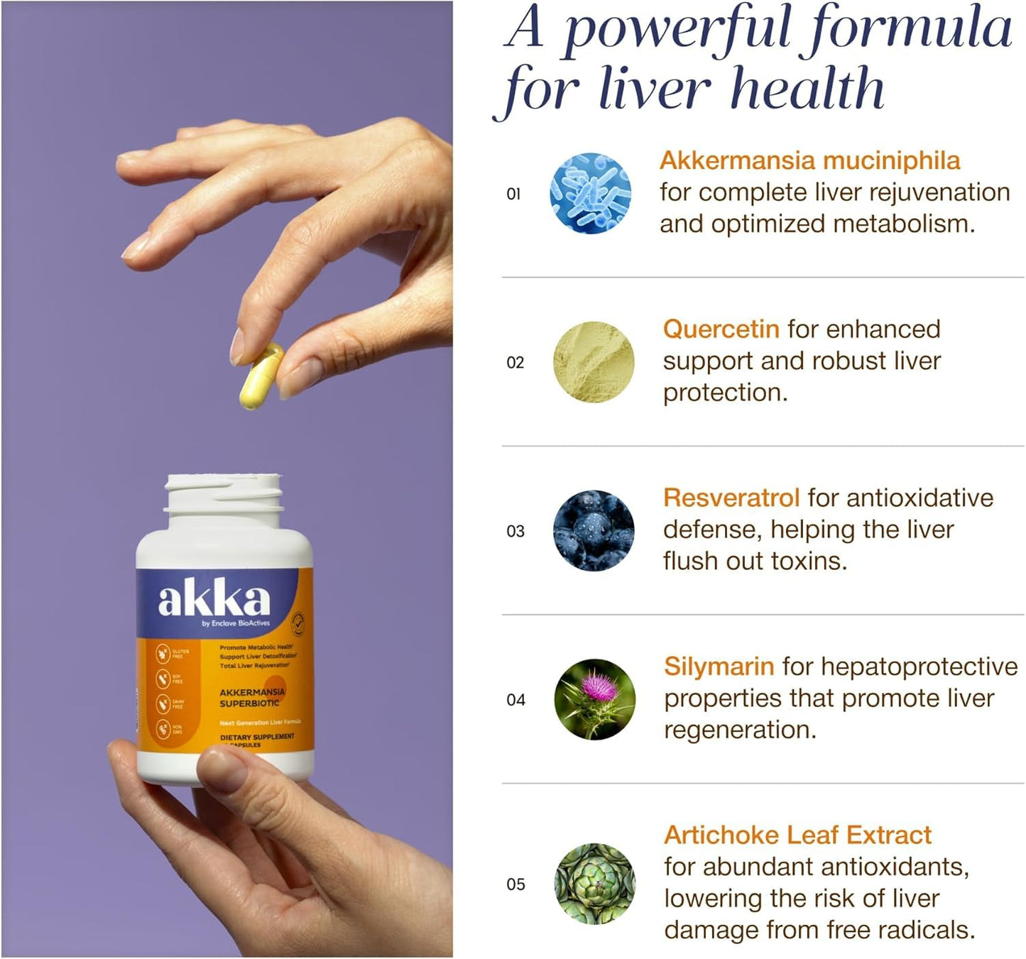 AKKA Akkermansia Probiotic Liver Cleanse Detox & Repair 240 Capsules