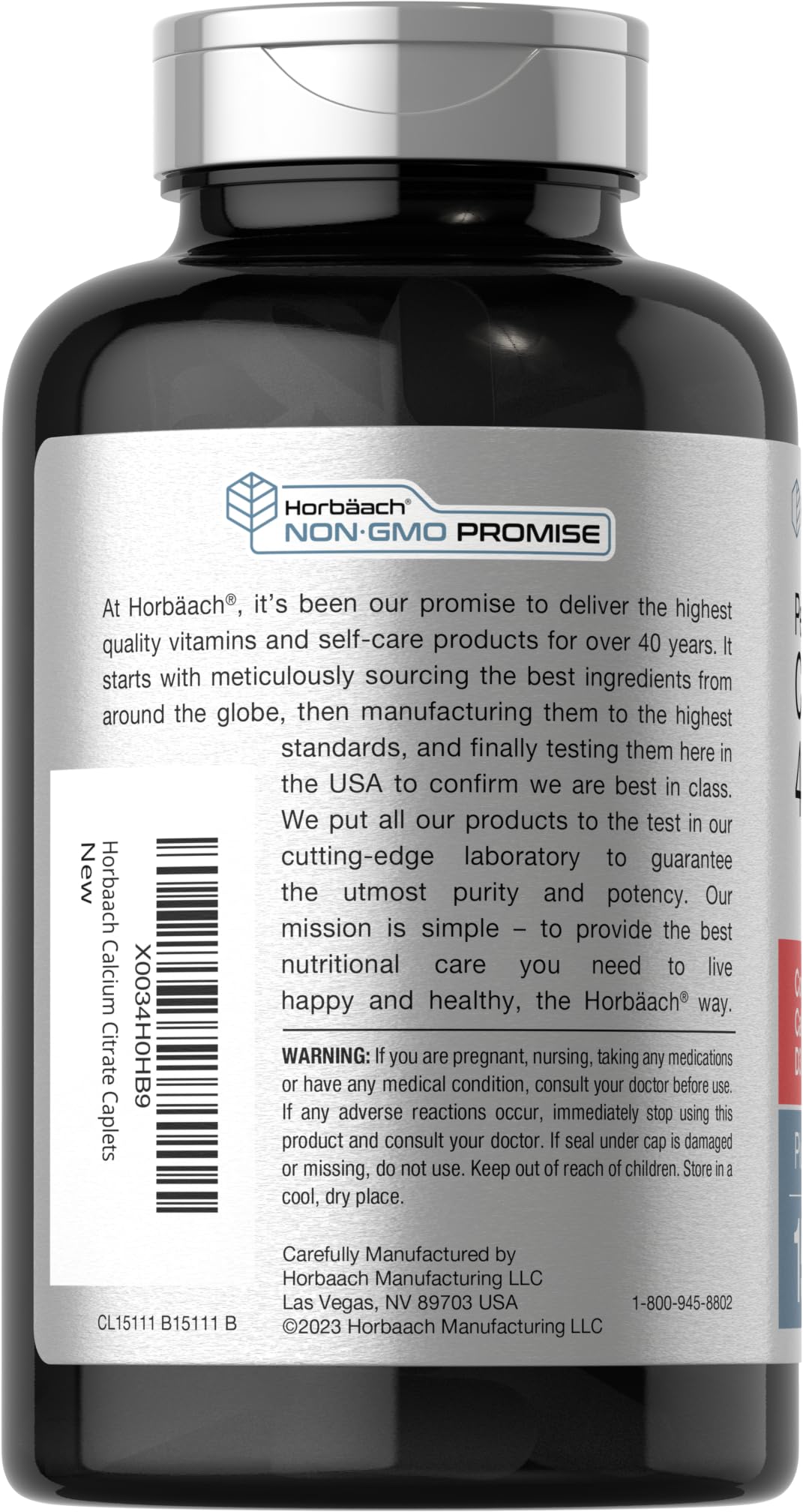 Horbäach Calcium Citrate 400mg with Vitamin D3 Caplets 150