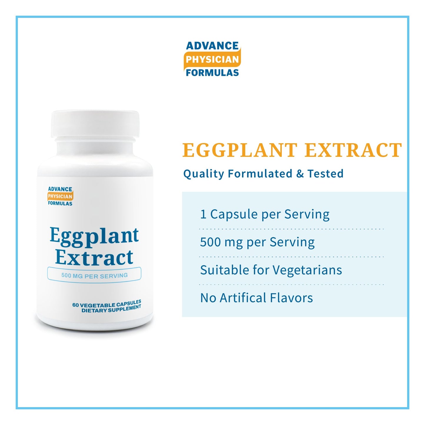 Advance Physician Formulas Eggplant Extract 500 mg, 60 Capsules