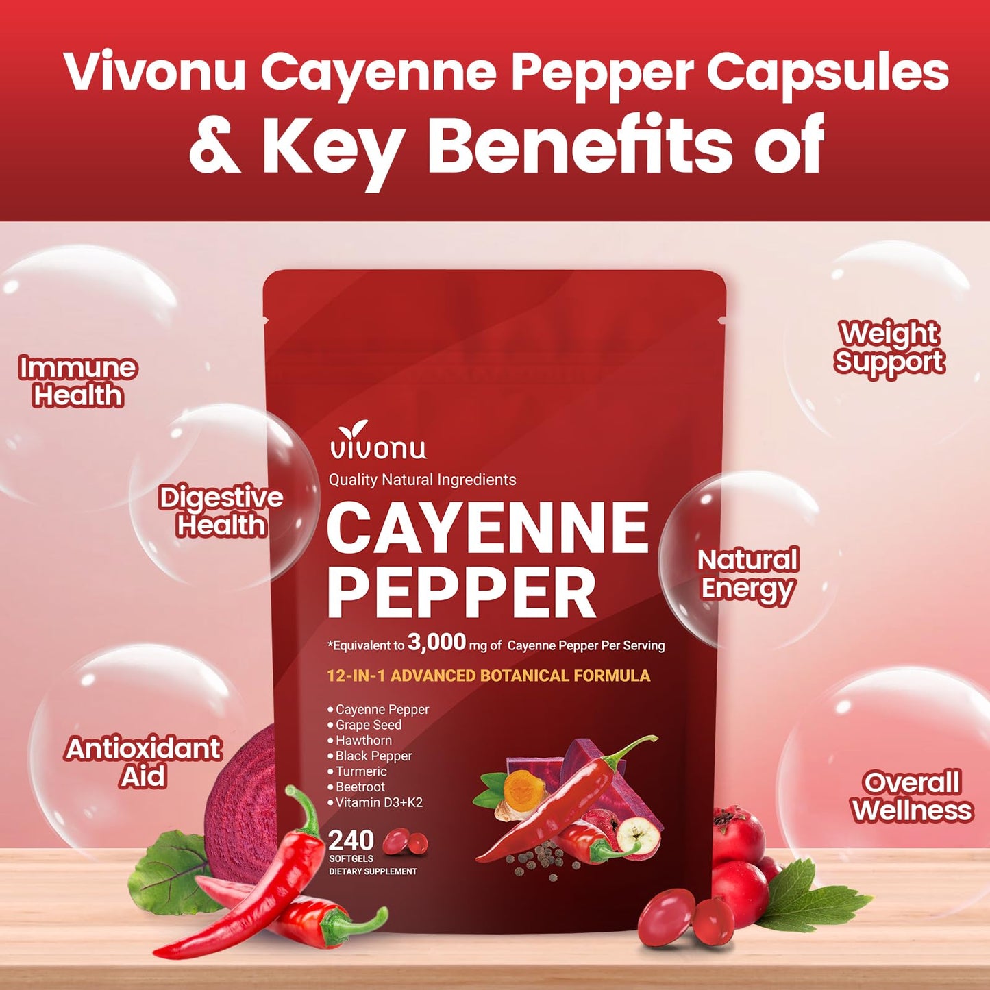 VivoNu Cayenne Pepper Capsule 240 Capsules