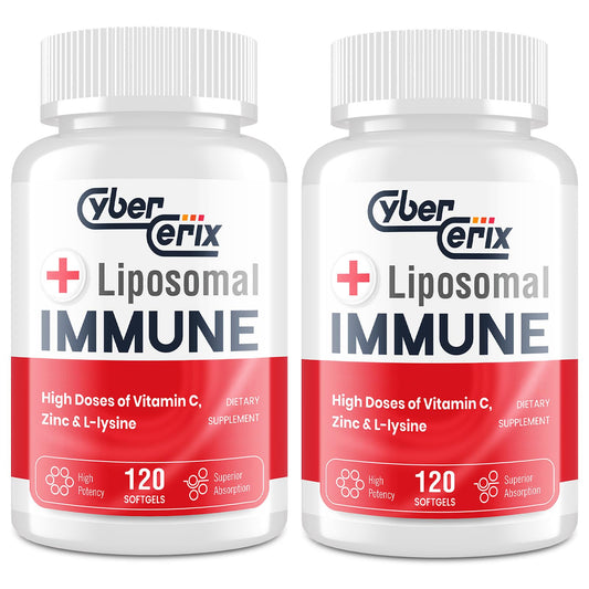 CyberCerix Liposomal Immune Support with L-Lysine 1500mg, Vitamins, Minerals & Herbal Extracts, 240 Capsules