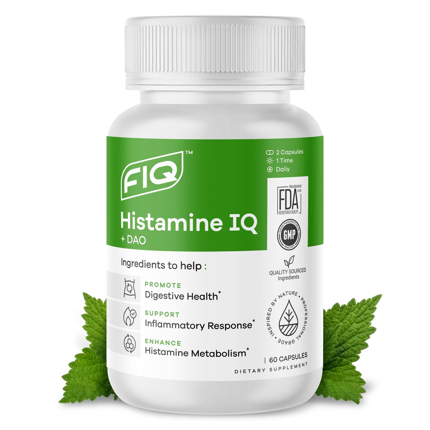 FIQ Formula IQ Histamine IQ Diamine Oxidase (DAO) Enzyme Supplement DAO Histamine Blocker Immune Support Capsules, 60 Count