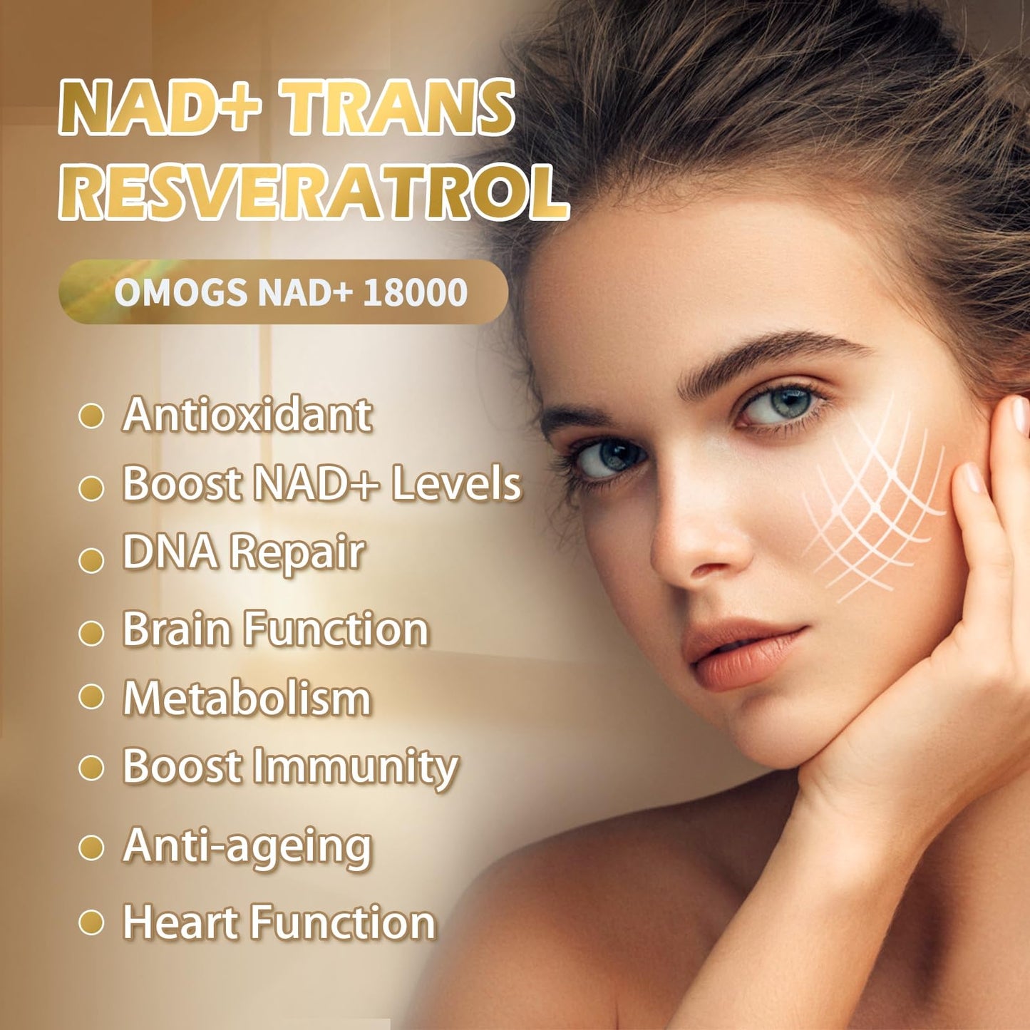 OMOGS NAD+ 300 mg + Trans-Resveratrol 200 mg, 60 Capsules
