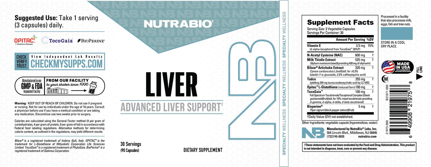 NutraBio Liver Supplement Capsule 90 Capsules