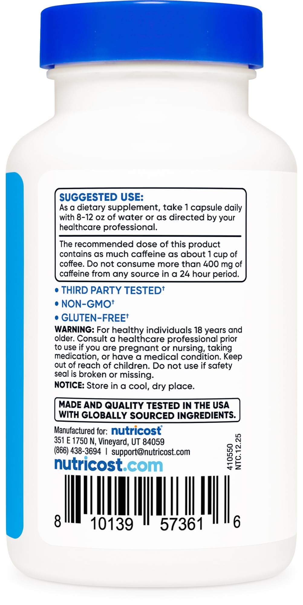Nutricost Natural Energy Pills Complex Capsules, 120 Count