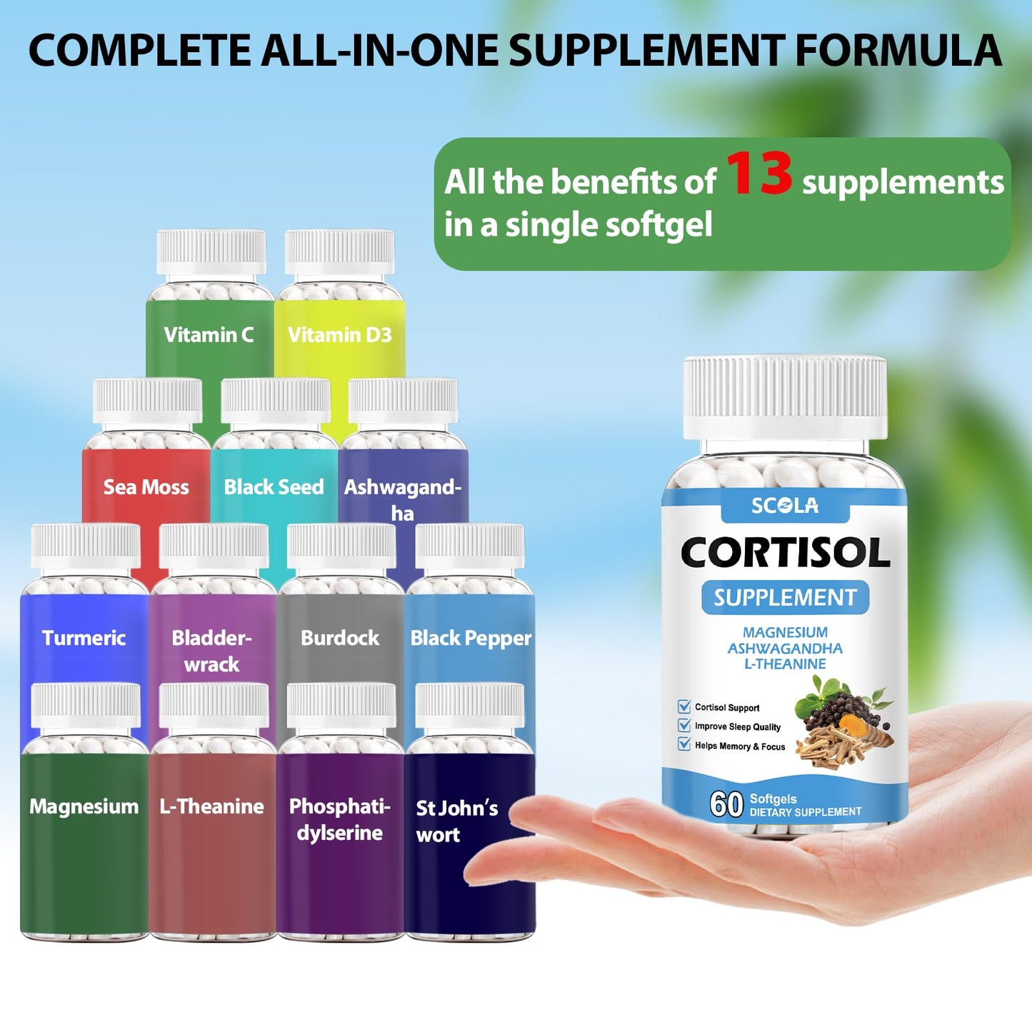 SCOLA Cortisol Supplement Softgels 60 Count