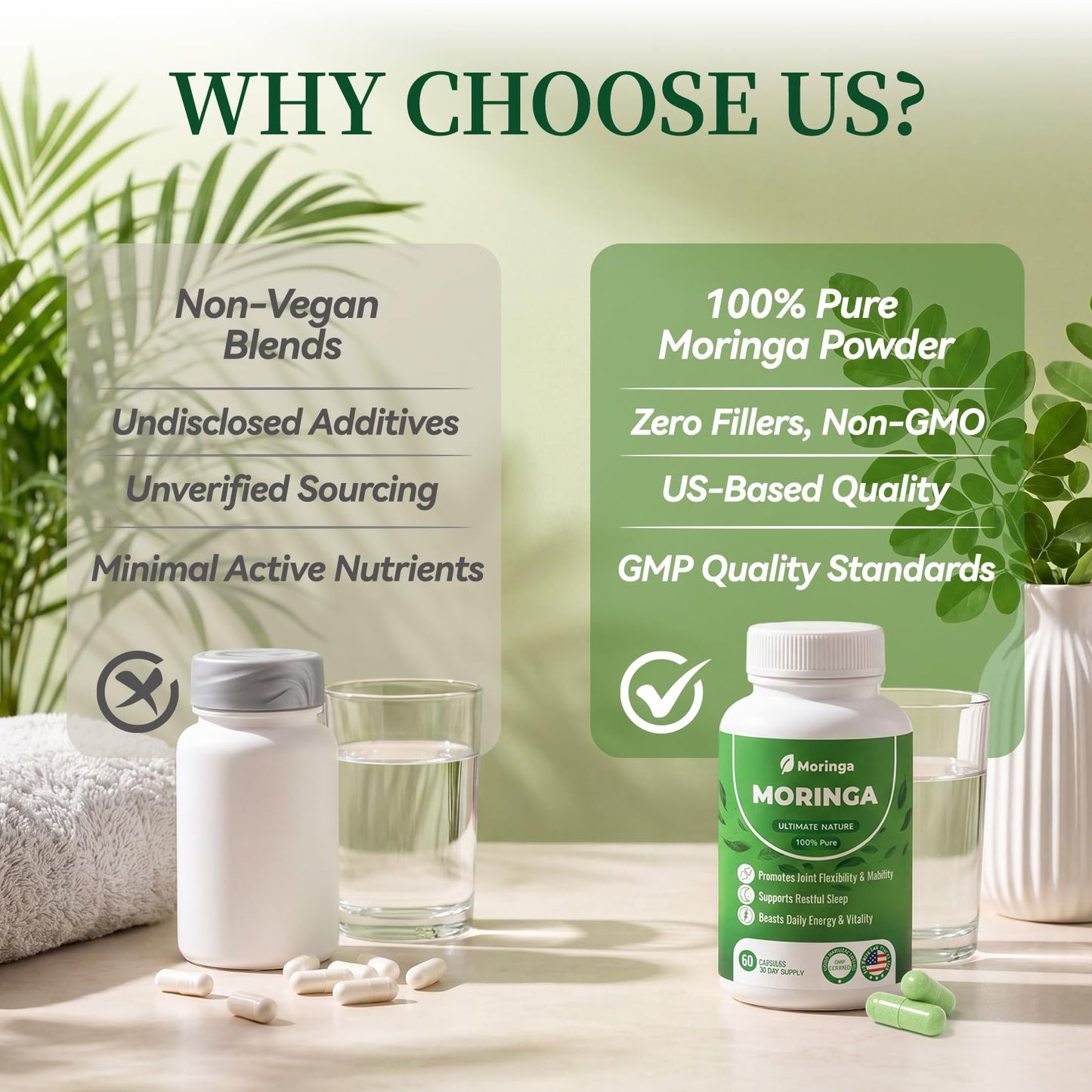 Polvaritho Organic Moringa Oleifera 800mg Capsule, 60 Capsules