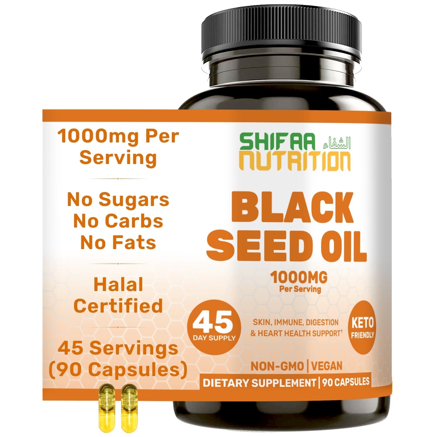 SHIFAA NUTRITION Black Seed Oil 1000 mg Liquid Filled Capsule 90 Count
