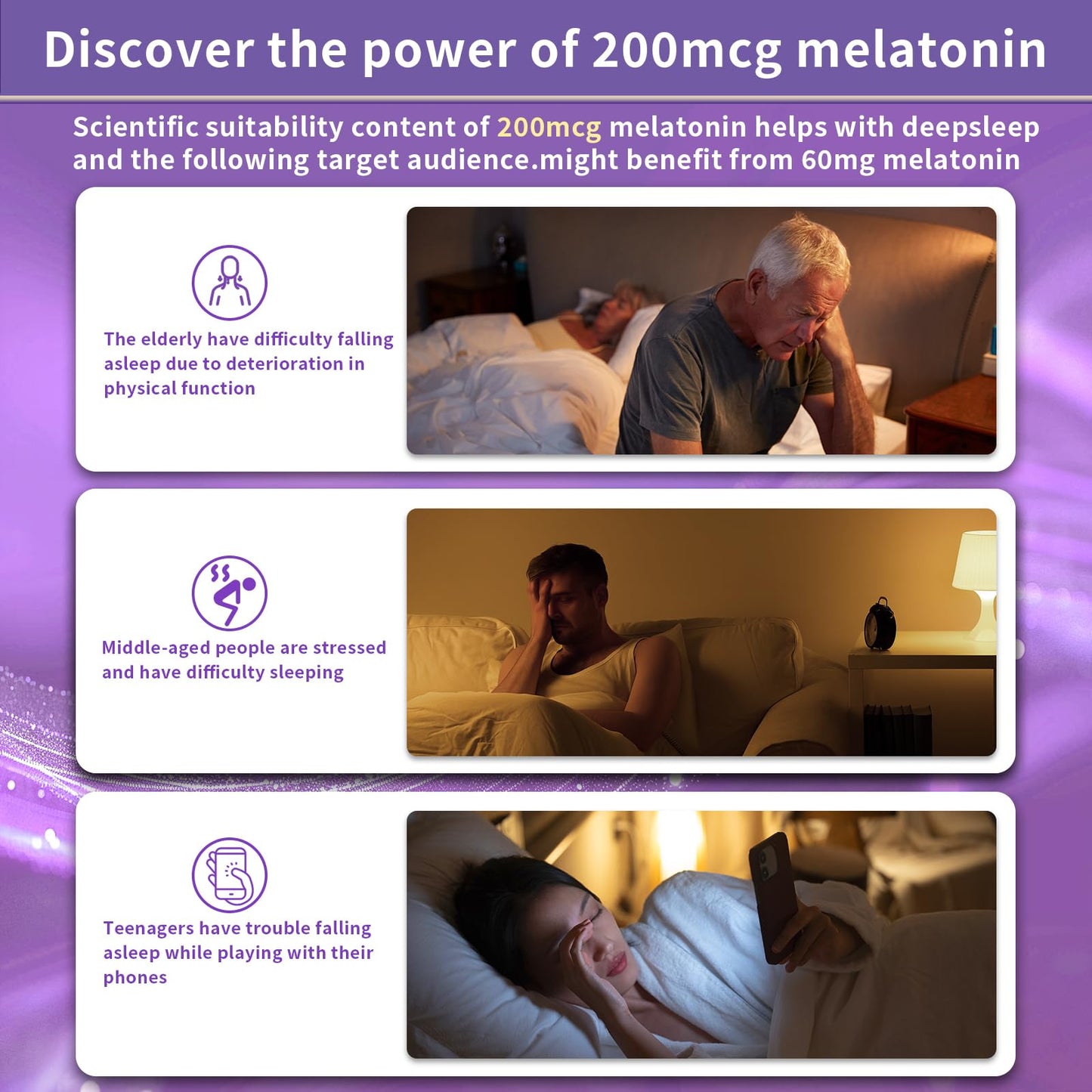 9 YOUNG-BASIC Melatonin 200mcg Dual Spectrum with Vitamin B6, Quick & Extended Release, 60 Tablets