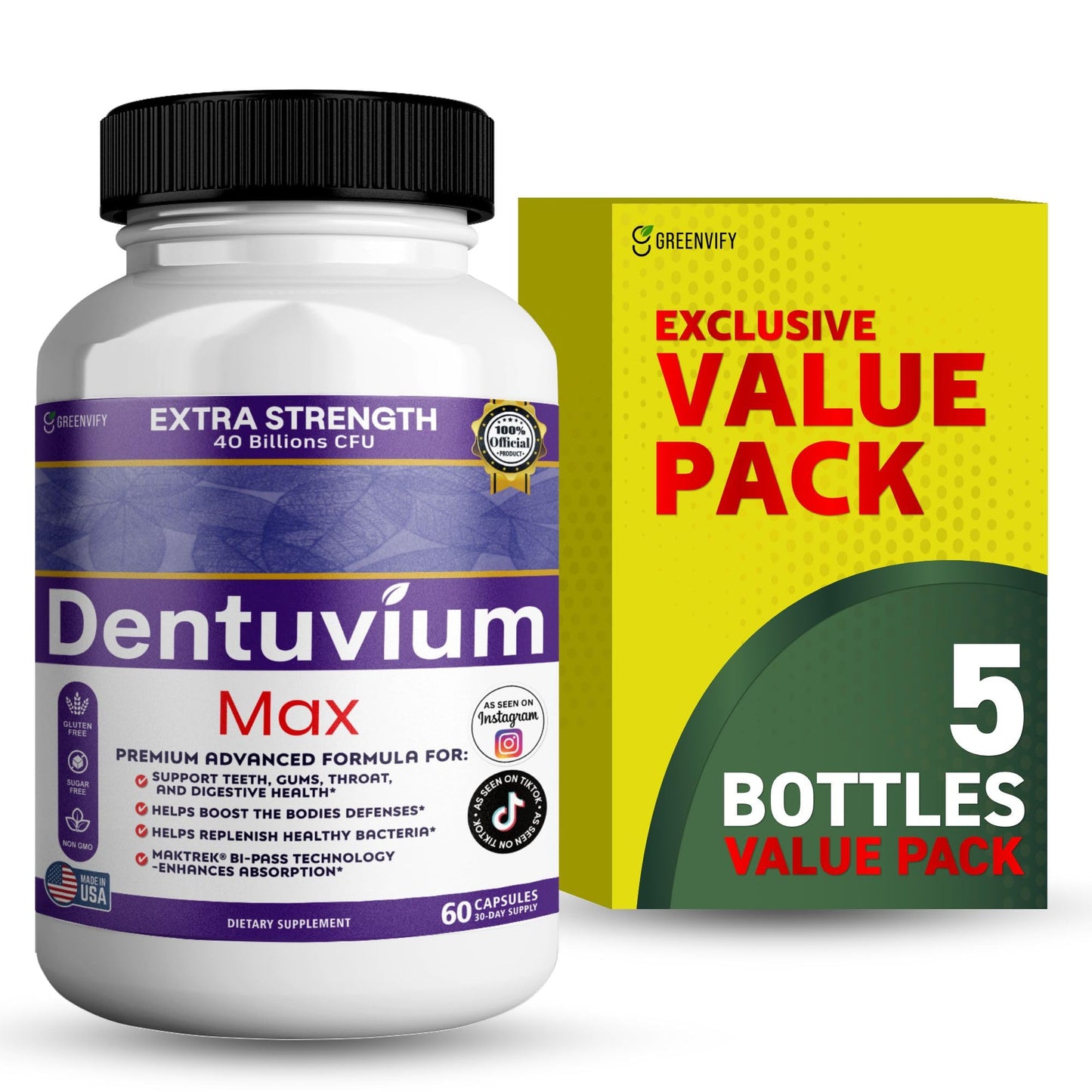 GREENVIFY Dentipure Max Probiotic Supplement, 300 Capsules