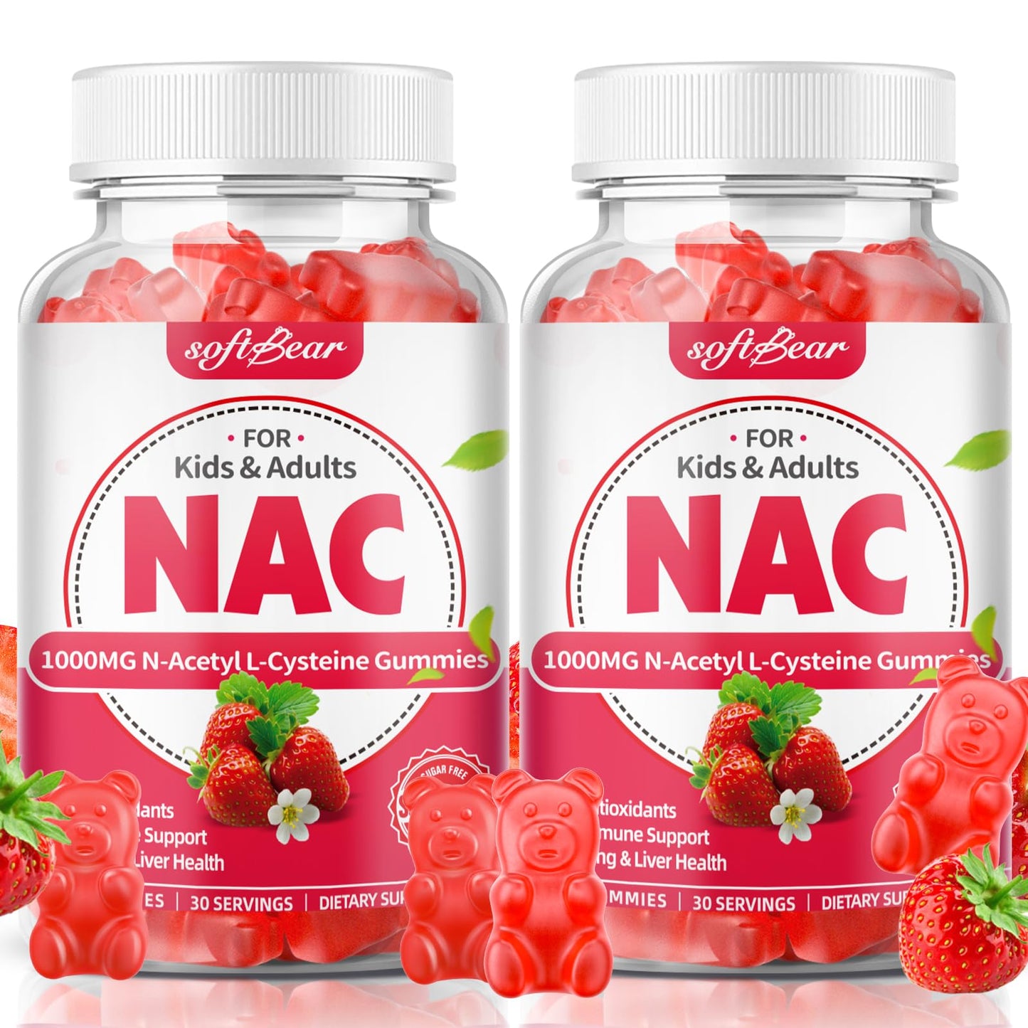 softbear NAC Gummies, 1000mg N-Acetyl Cysteine, 120 Gummies