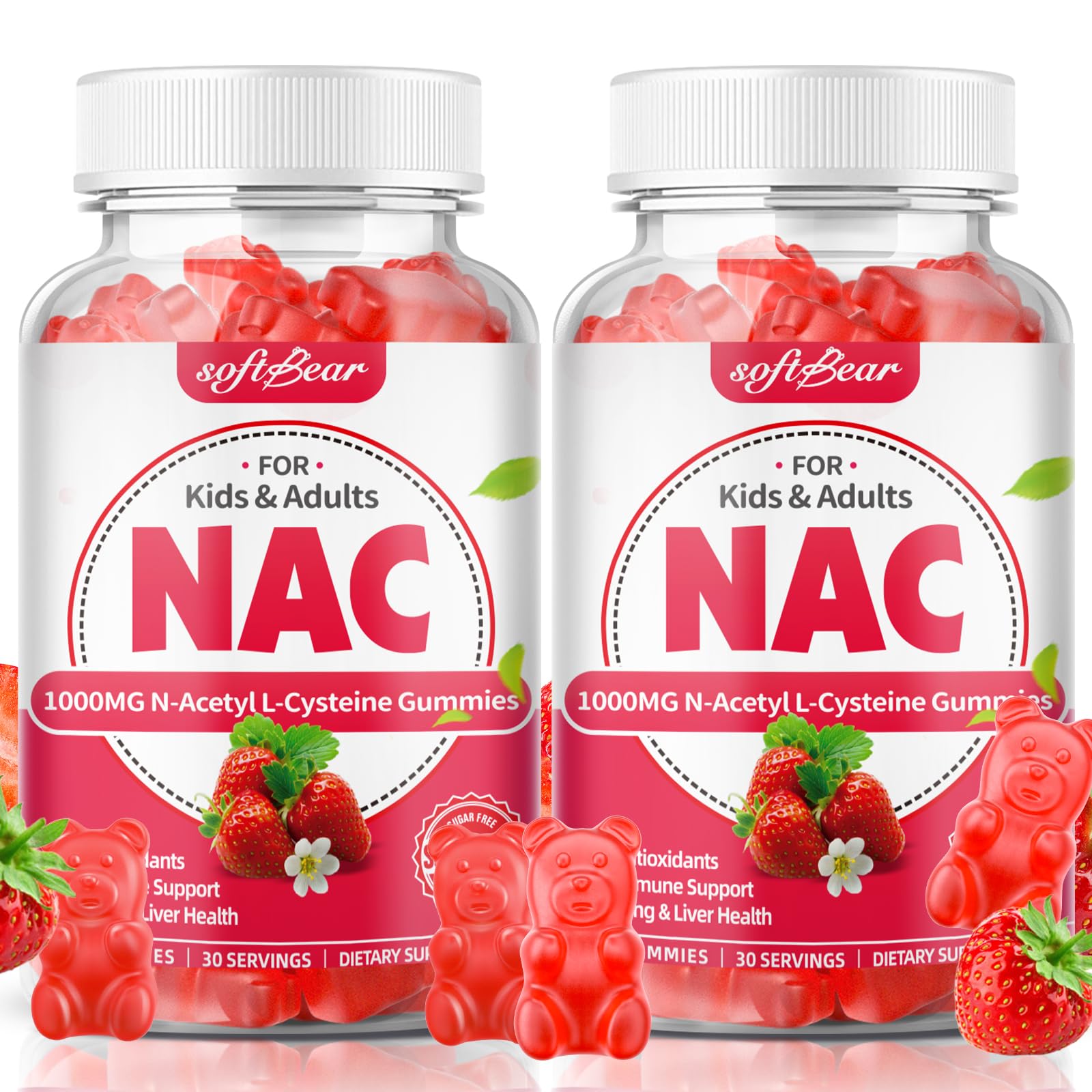 softbear NAC Gummies, 1000mg N-Acetyl Cysteine, 120 Gummies