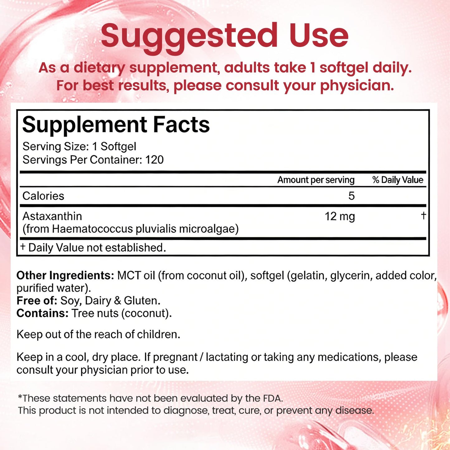 BULGOIRE Astaxanthin 12mg with MCT Oil Softgels, 120 Count