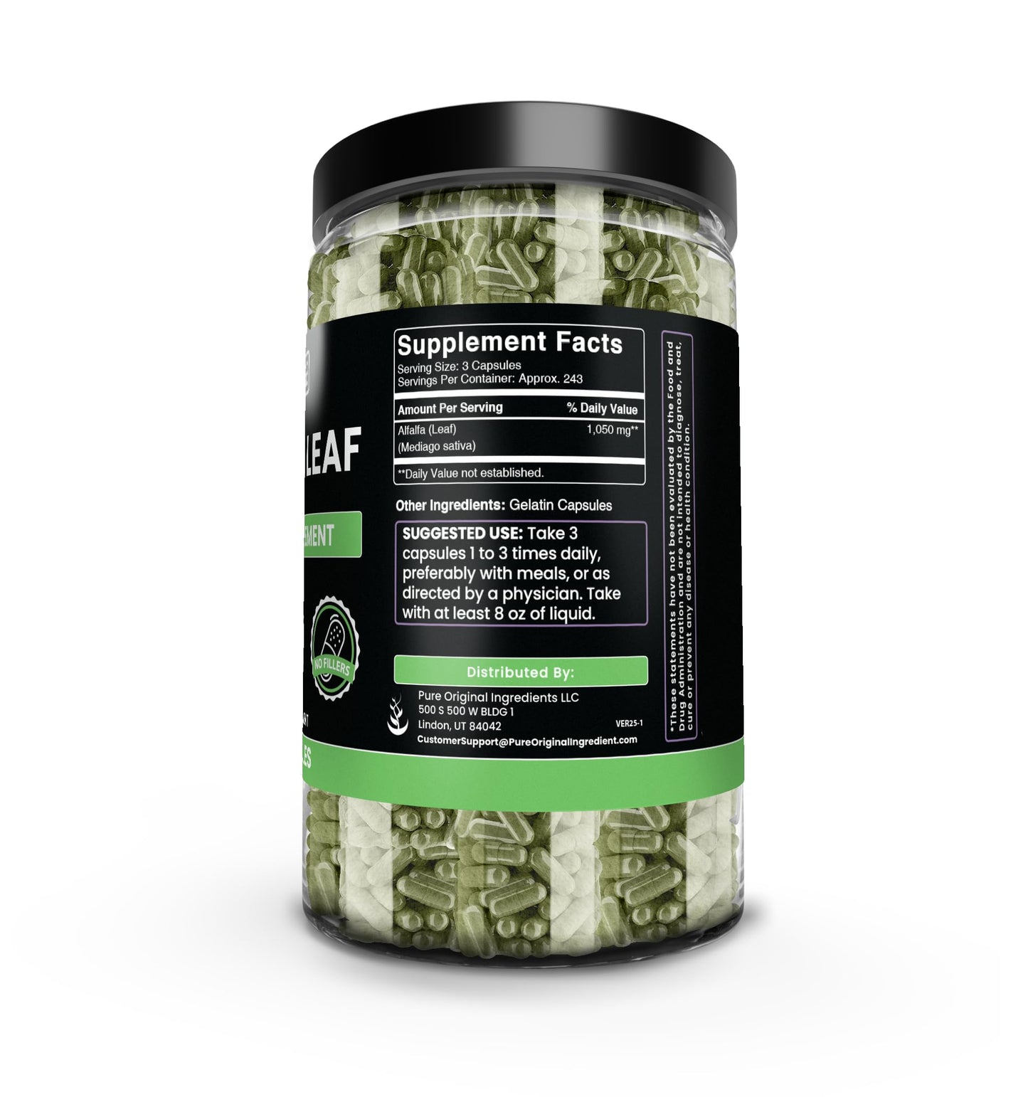 Pure Original Ingredients Alfalfa Leaf Capsules 730