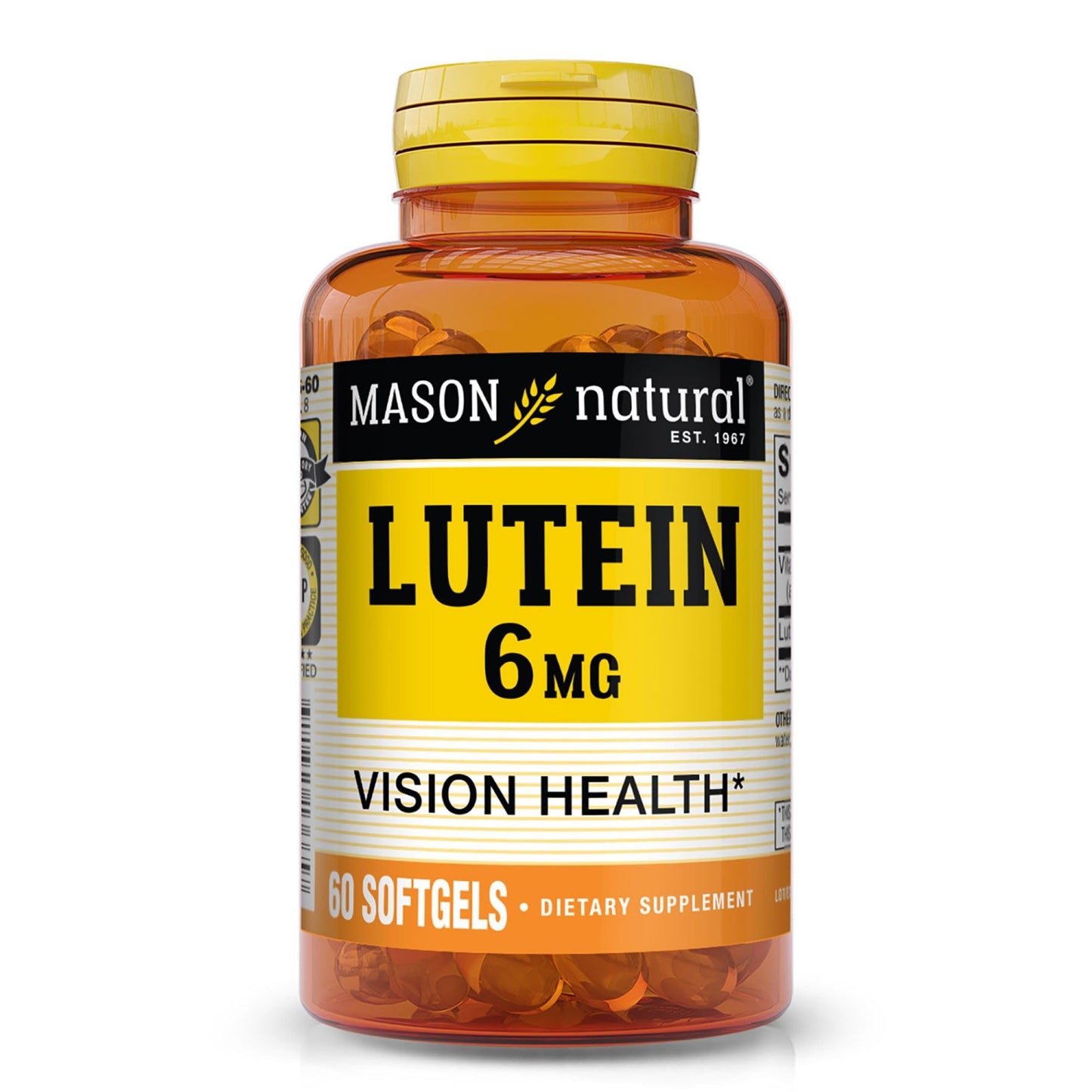 Mason Vitamins Lutein 6 mg with Vitamin E Softgels, 60 Count
