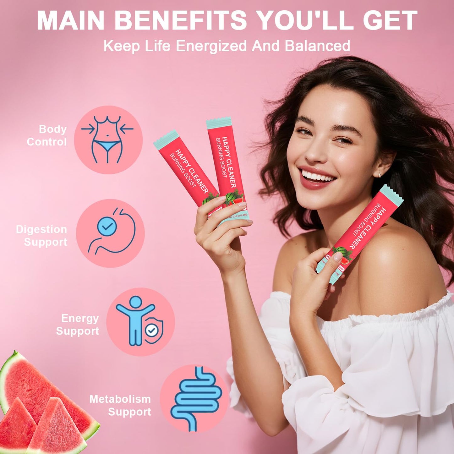 Josmon Happy Cleaner Probiotic Prebiotic Powder Watermelon 2.11 oz