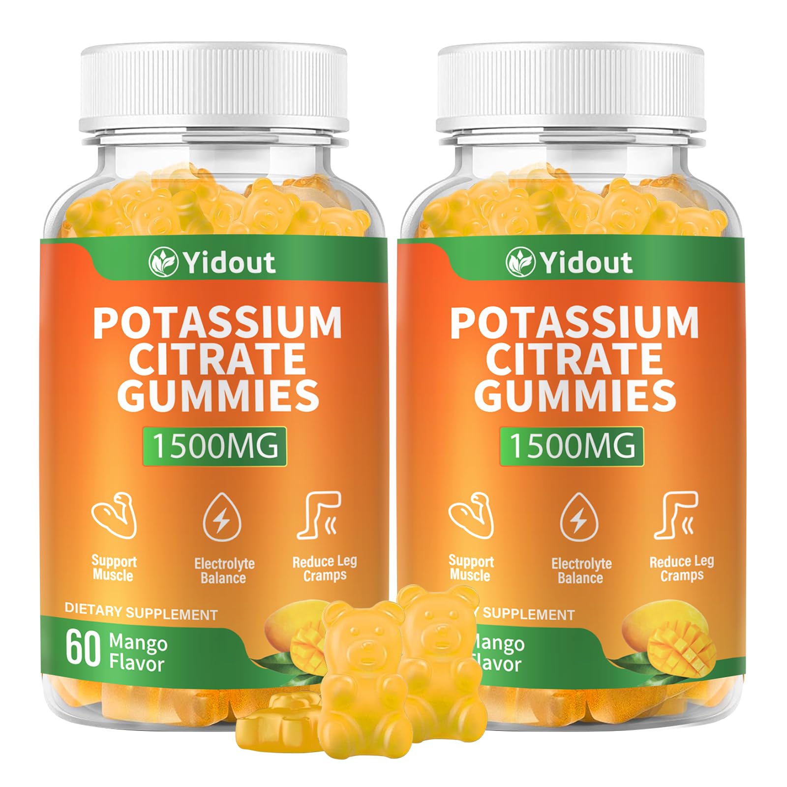 Yidout Potassium Citrate 1500mg Gummies, 120 Count
