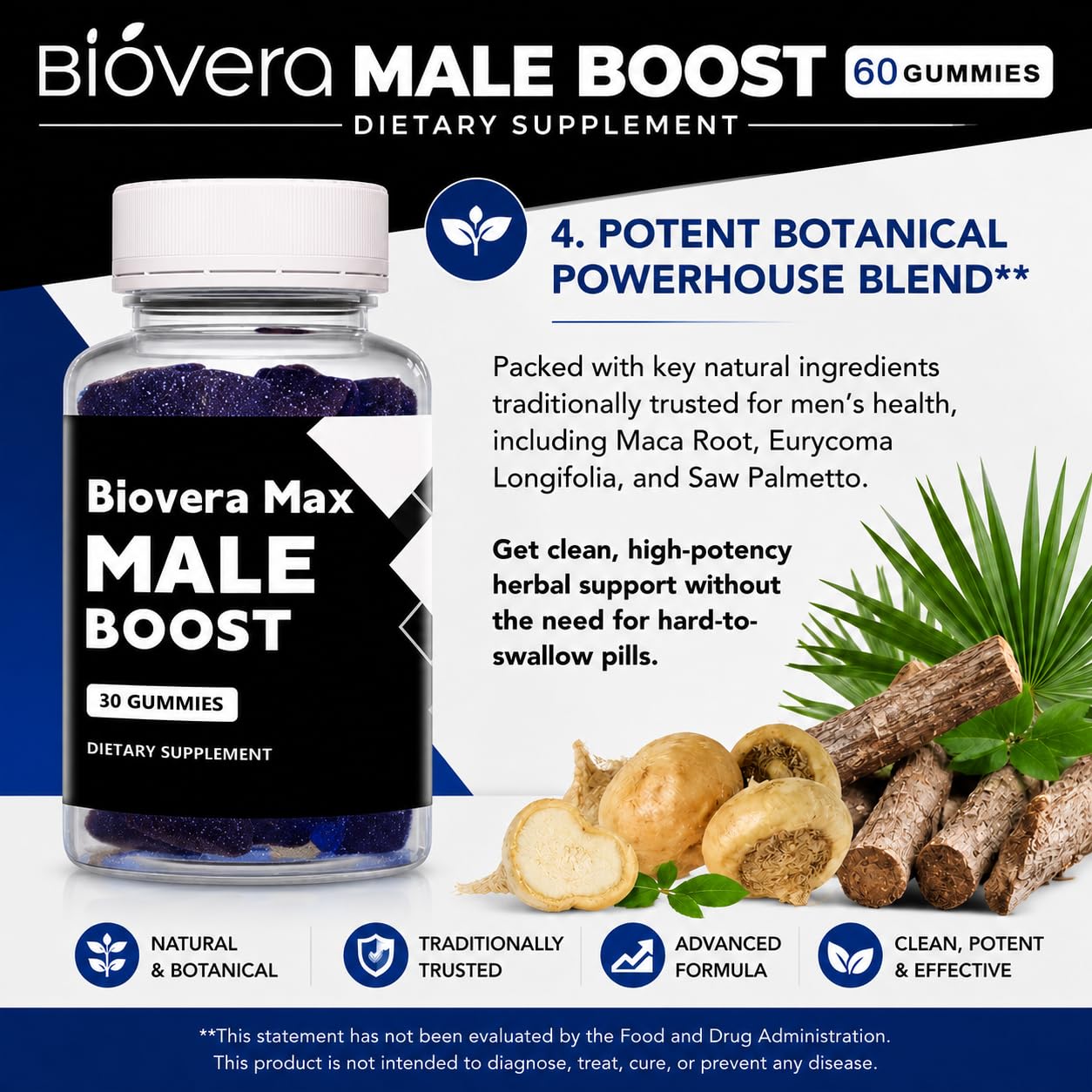 Biovera Max BioVera Male Boost Gummies for Men's Vitality, Stamina & Energy Gummy, 4.23