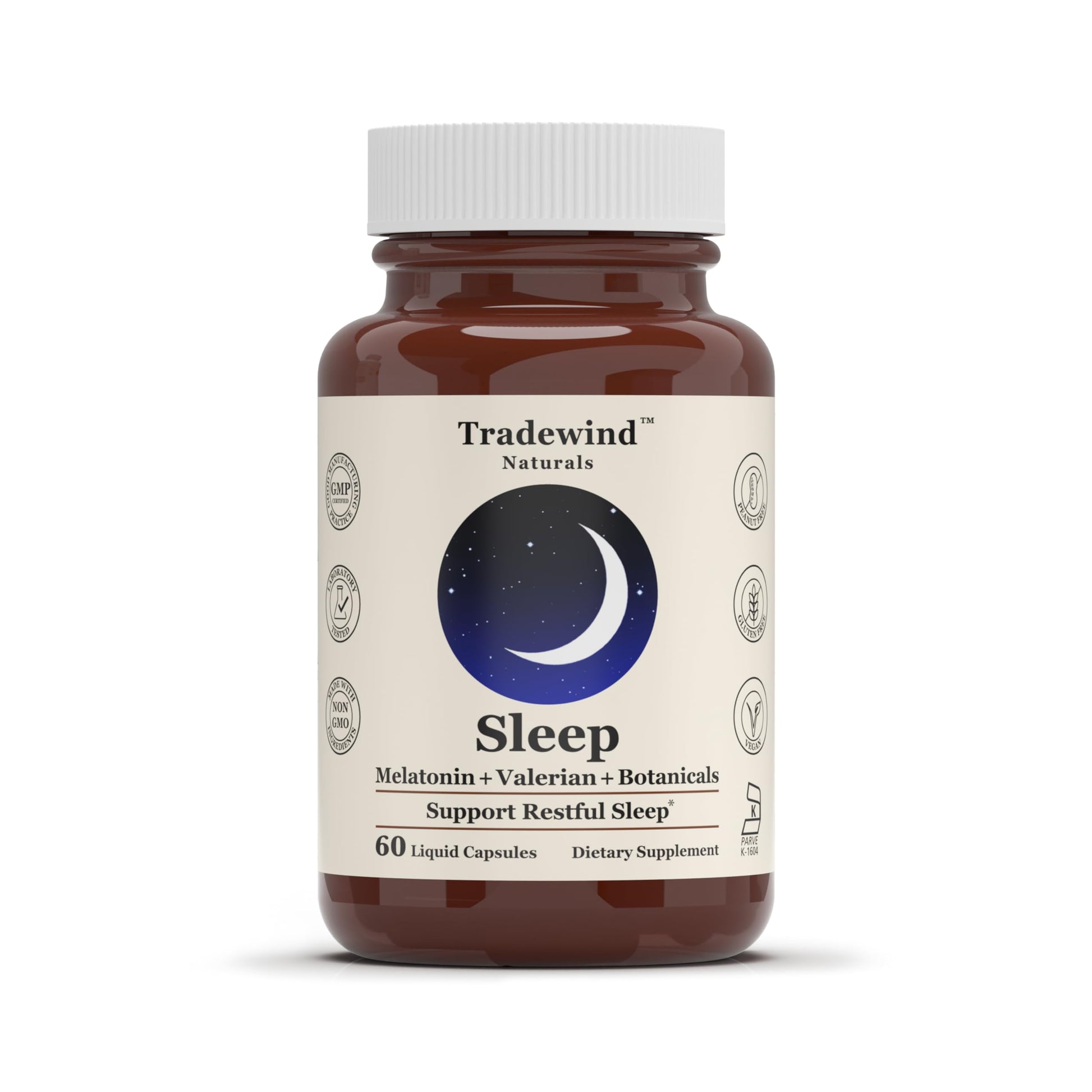 Tradewind Naturals Sleep – Fast-Acting Liquid Capsules with Melatonin, Valerian & Calming Botanicals – Supports Deep Relaxation & Restful Sleep, 60 Capsules