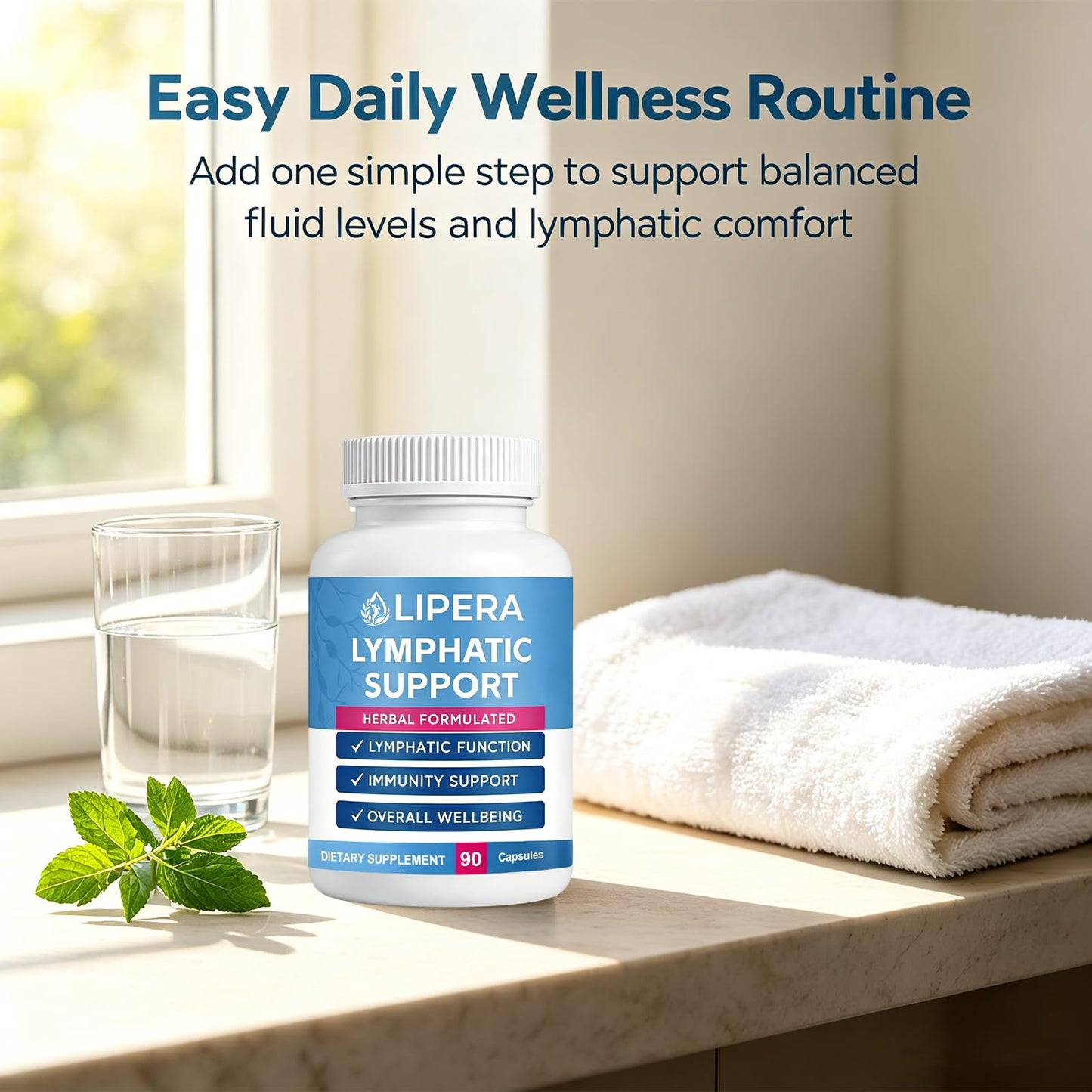 Lipera Health Lymphatic Support, Lymphatic Drainage Support Capsules, 1 Count