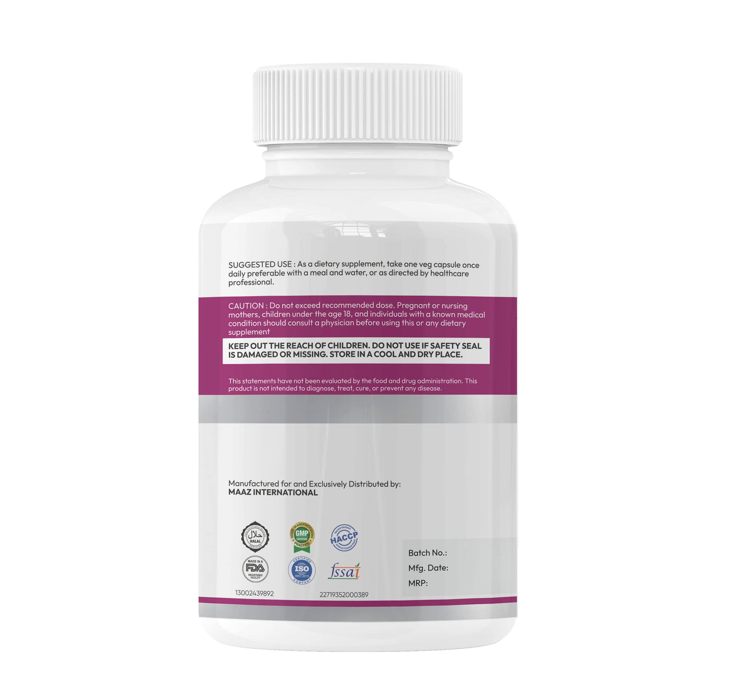 GlossiLife Sciences Pueraria Mirifica Bigger Bust 500mg (eq 7500mg) Capsules, 120 Count