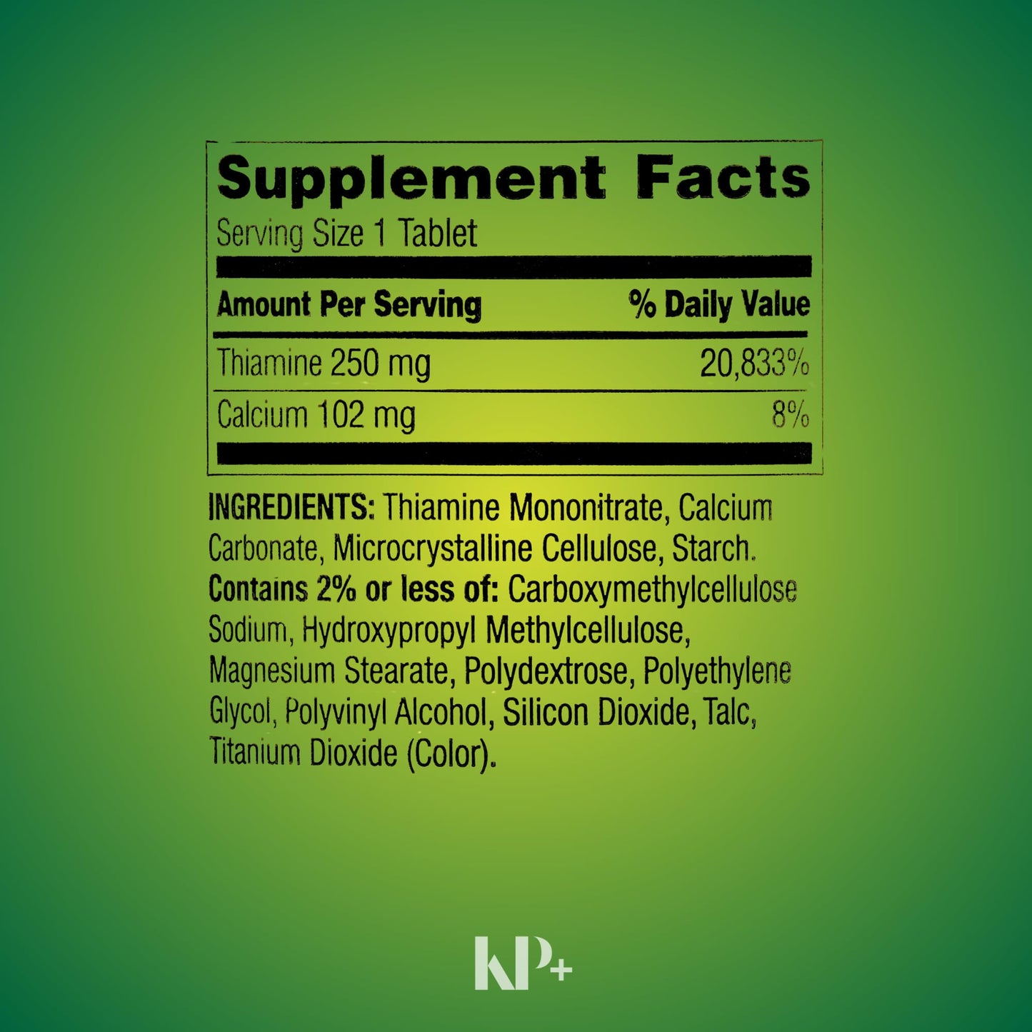 KP+ Vitamin B1 250 mg Thiamine Supplement Tablets, 200 Count