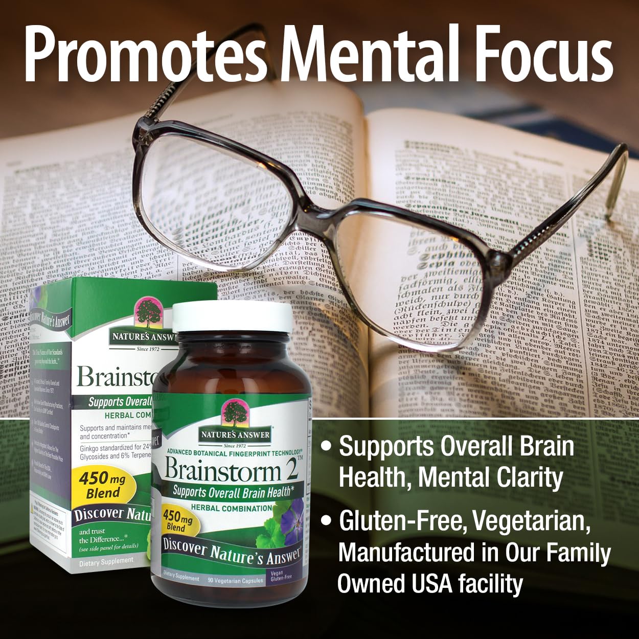 Nature's Answer Brainstorm 2 Vegetarian Capsules, 90 Capsules