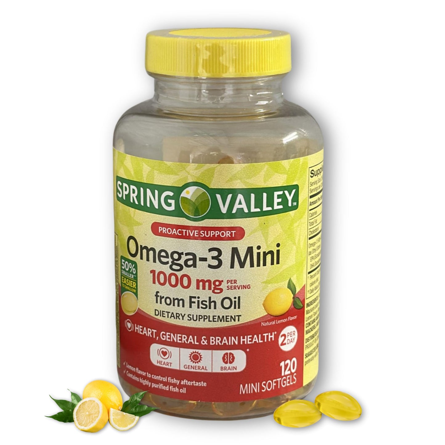 Fusion Shop Store Omega 3 Mini 1000mg Fish Oil Softgel, 120 Count