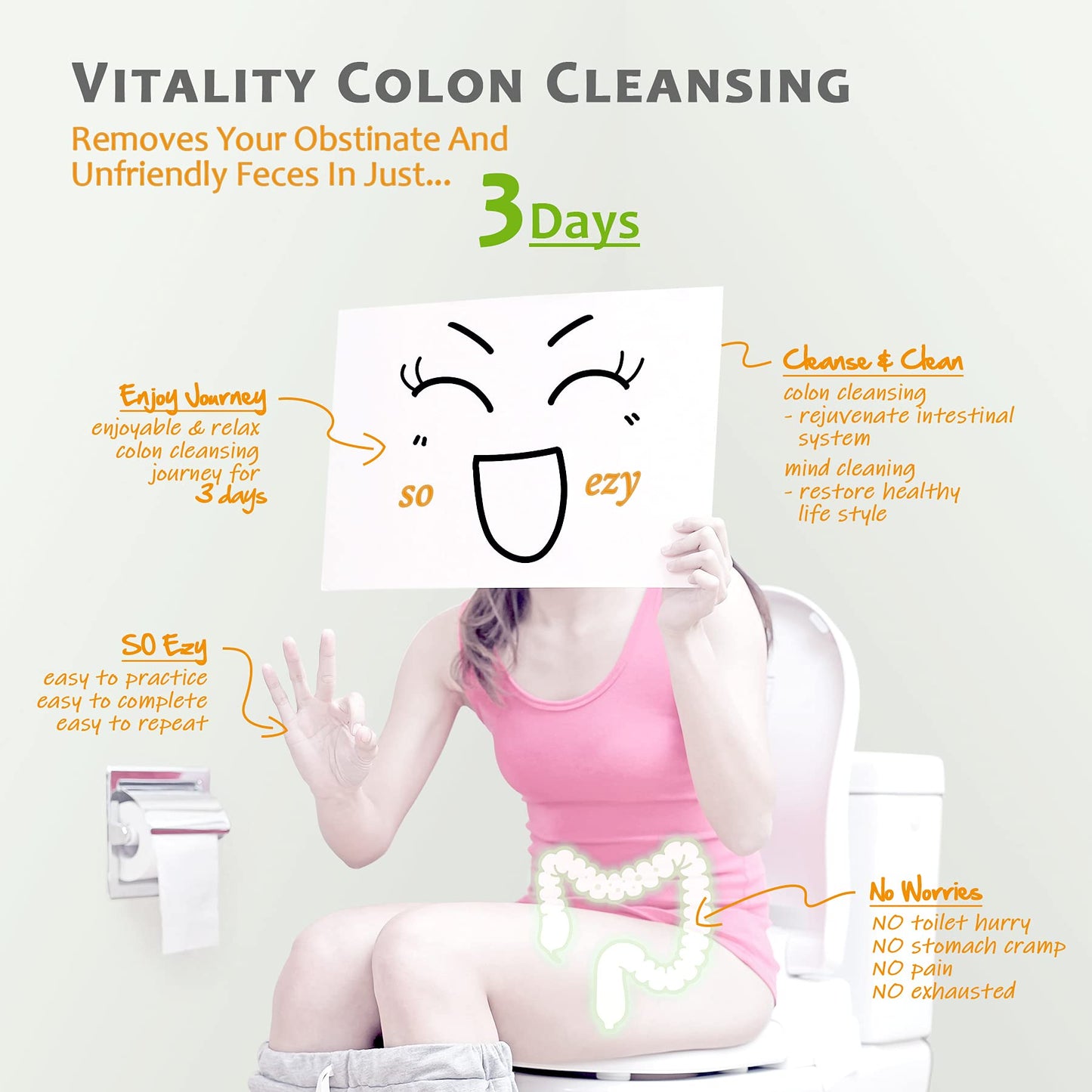 EzyRelife Deep Colon Cleanse 3 Day Juice Cleanse Natural Fiber Powder Detox Kit, Powder In Packet, 24 Count