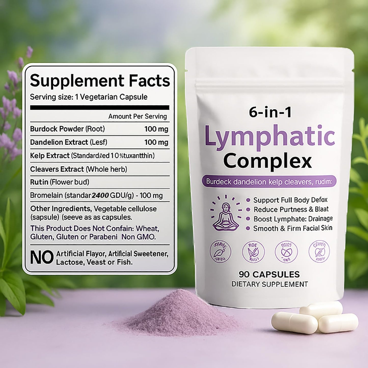 WXDOAU 6-in-1 Lymphatic Complex Capsules, 1 Count