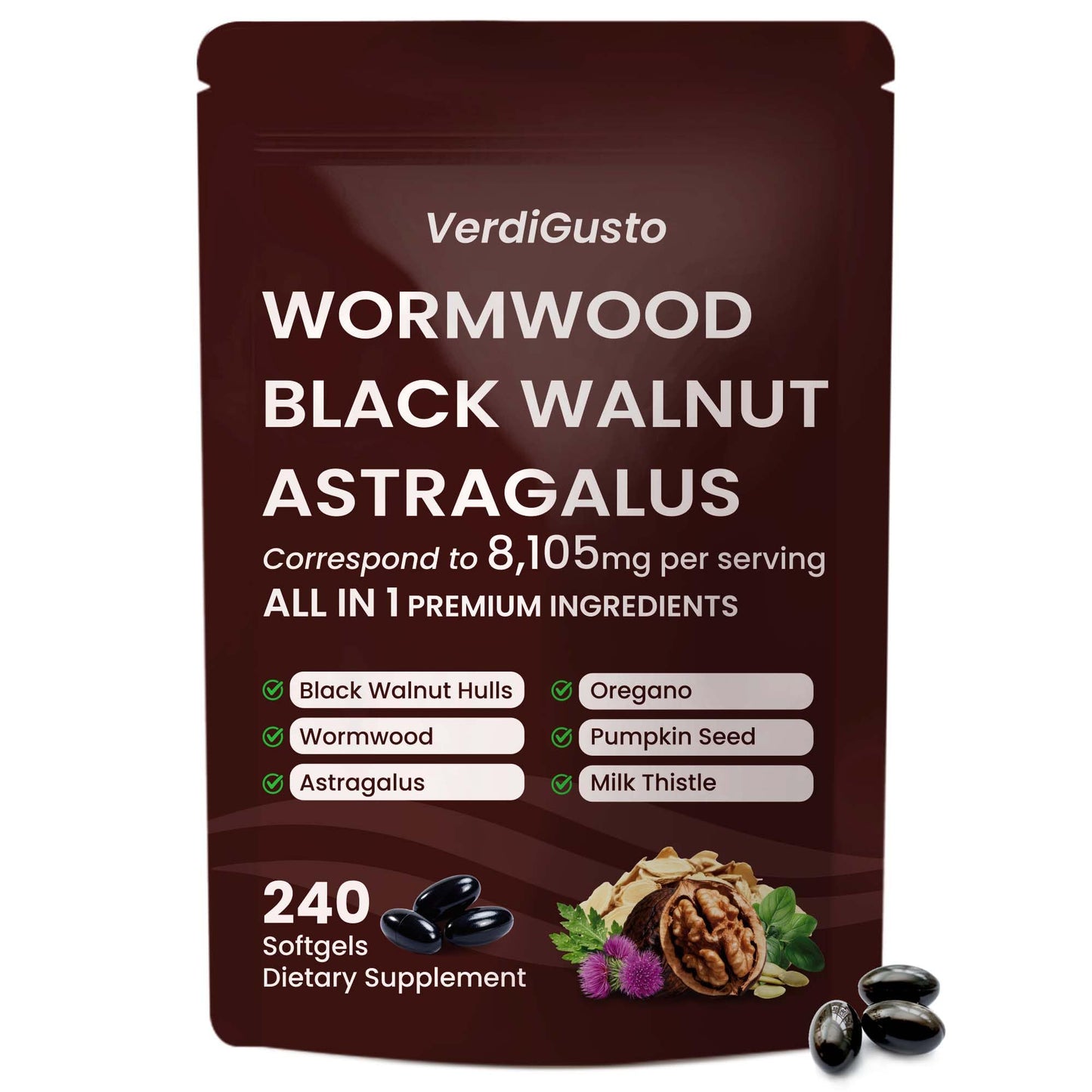 VerdiGusto Wormwood Black Walnut 240 Softgels