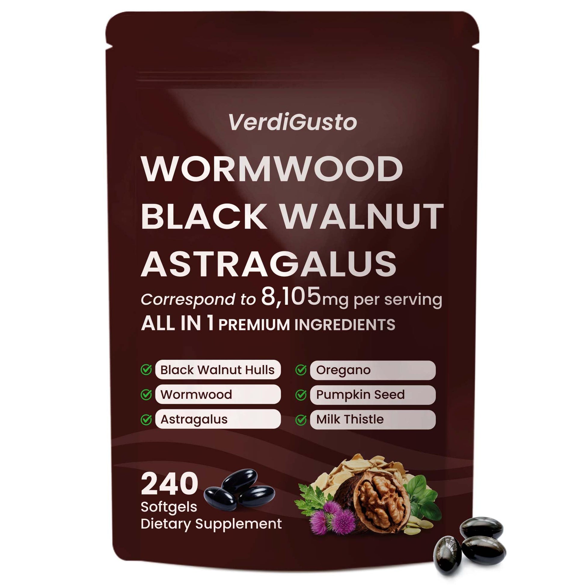 VerdiGusto Wormwood Black Walnut 240 Softgels