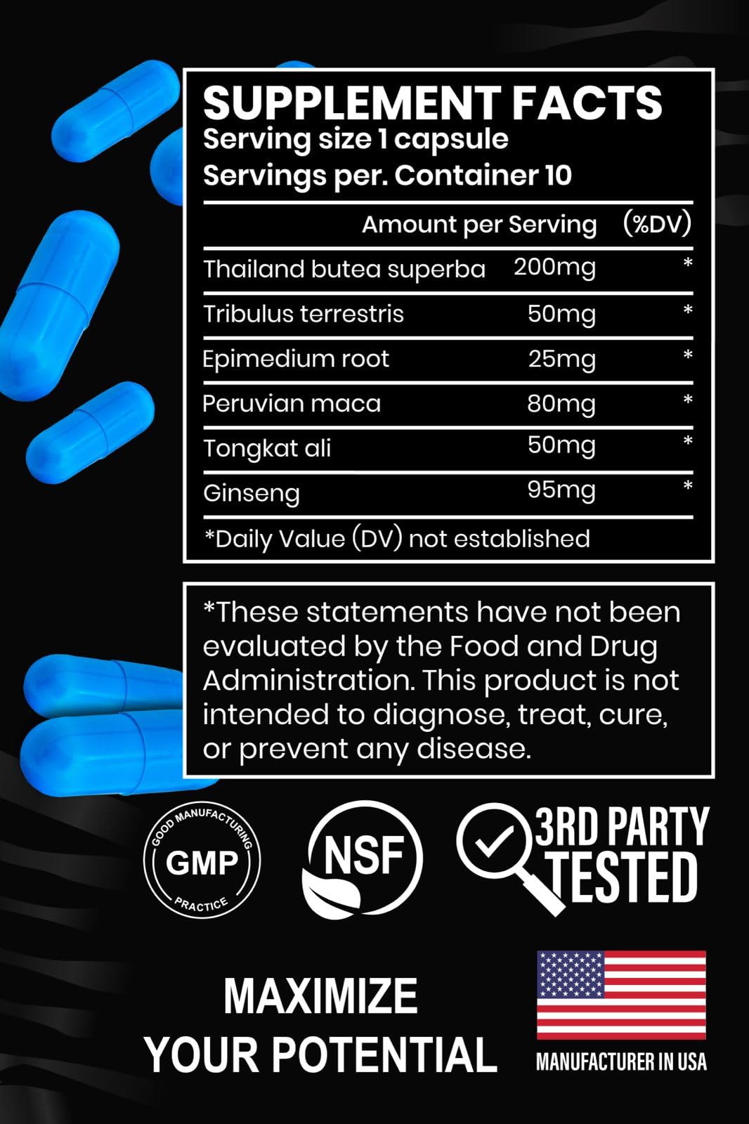 POWERHOUSE FACTORY Men’s Vitality & Energy Support Capsules, 1 Count