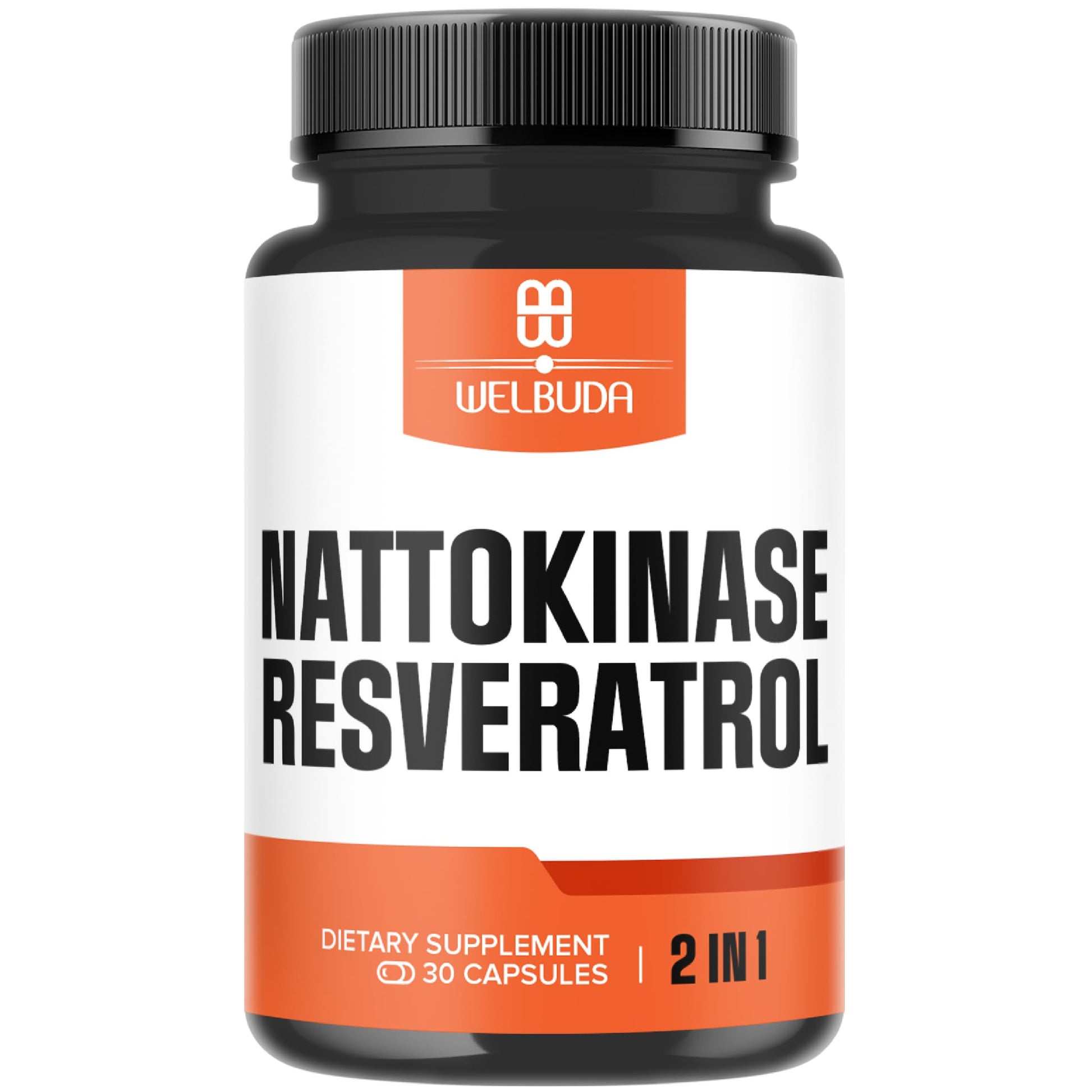 WELBUDA Nattokinase Supplement with Trans-Resveratrol Capsules, 30 Count