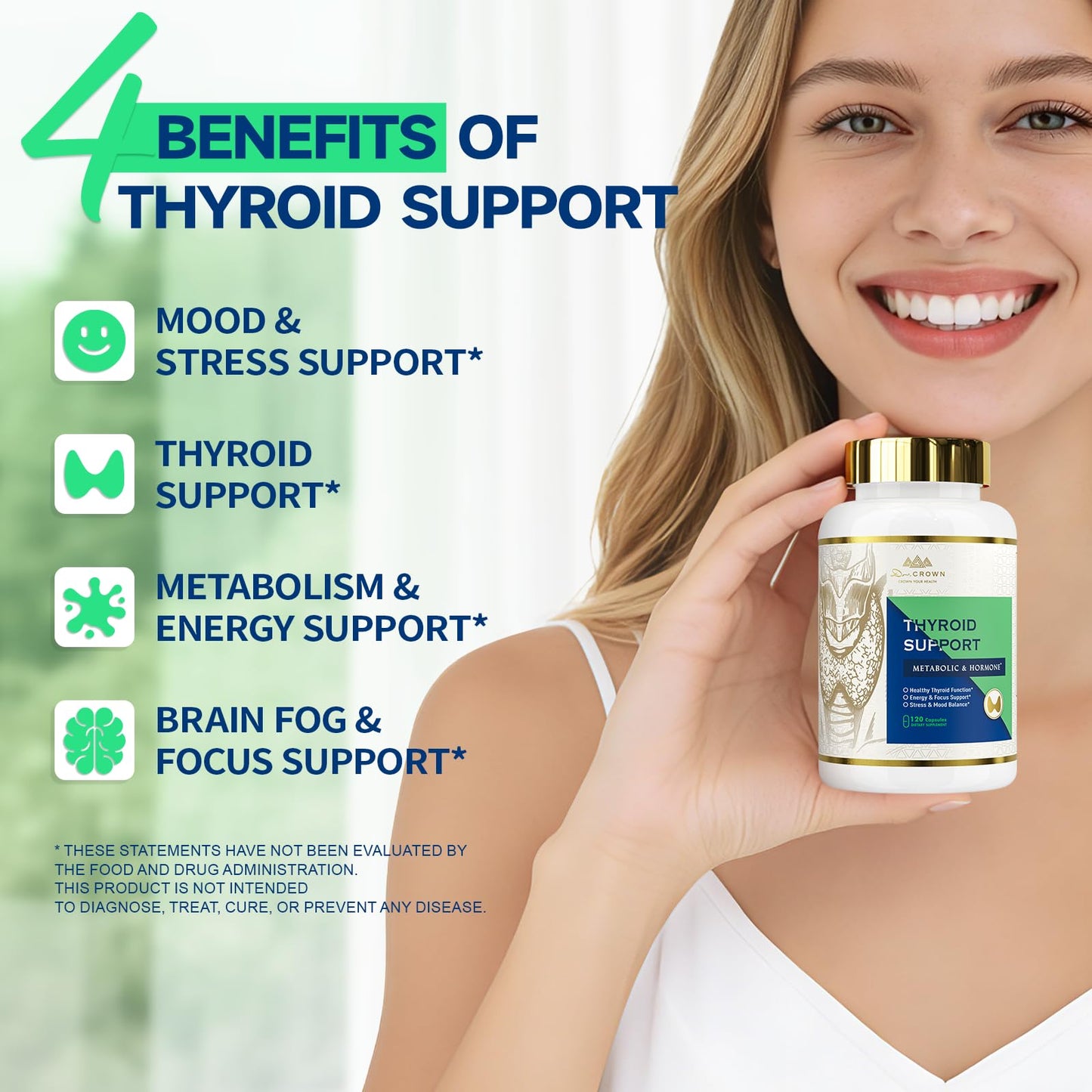 DR. CROWN Thyroid Support Supplement Capsules 120 Count
