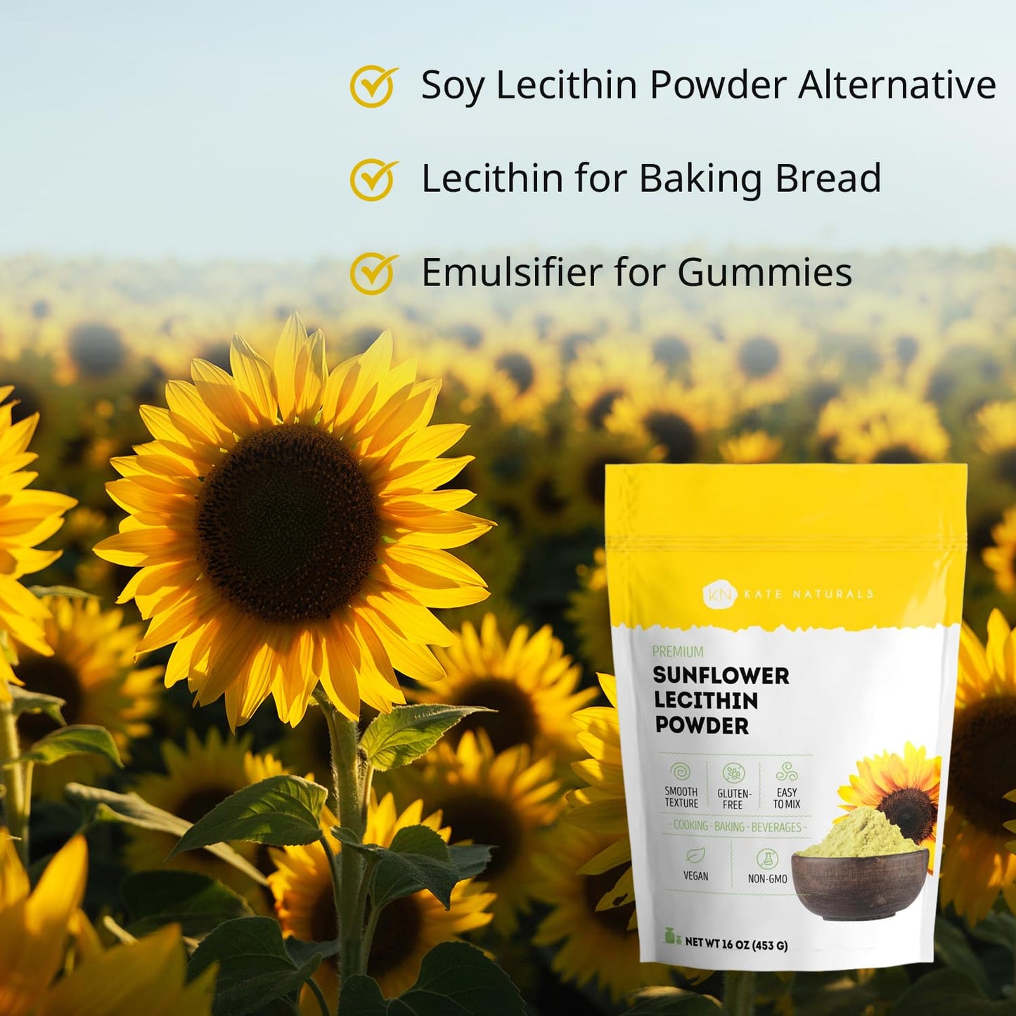 Kate Naturals Sunflower Lecithin Powder 16 oz