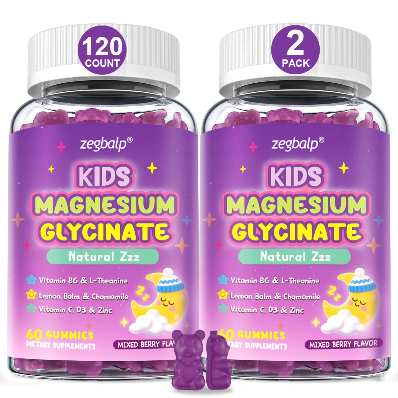 ZEGBALP Magnesium Glycinate Gummies for Kids 120 Count