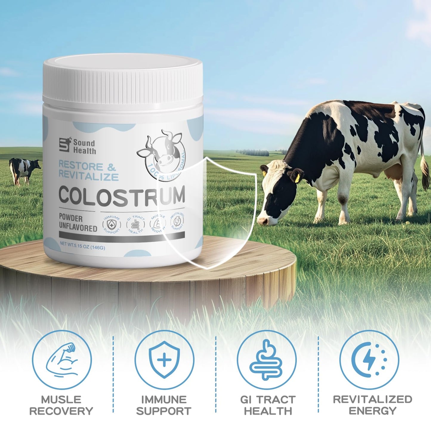 Sound Health Supplements Colostrum Supplement Powder 5.3 Ounce