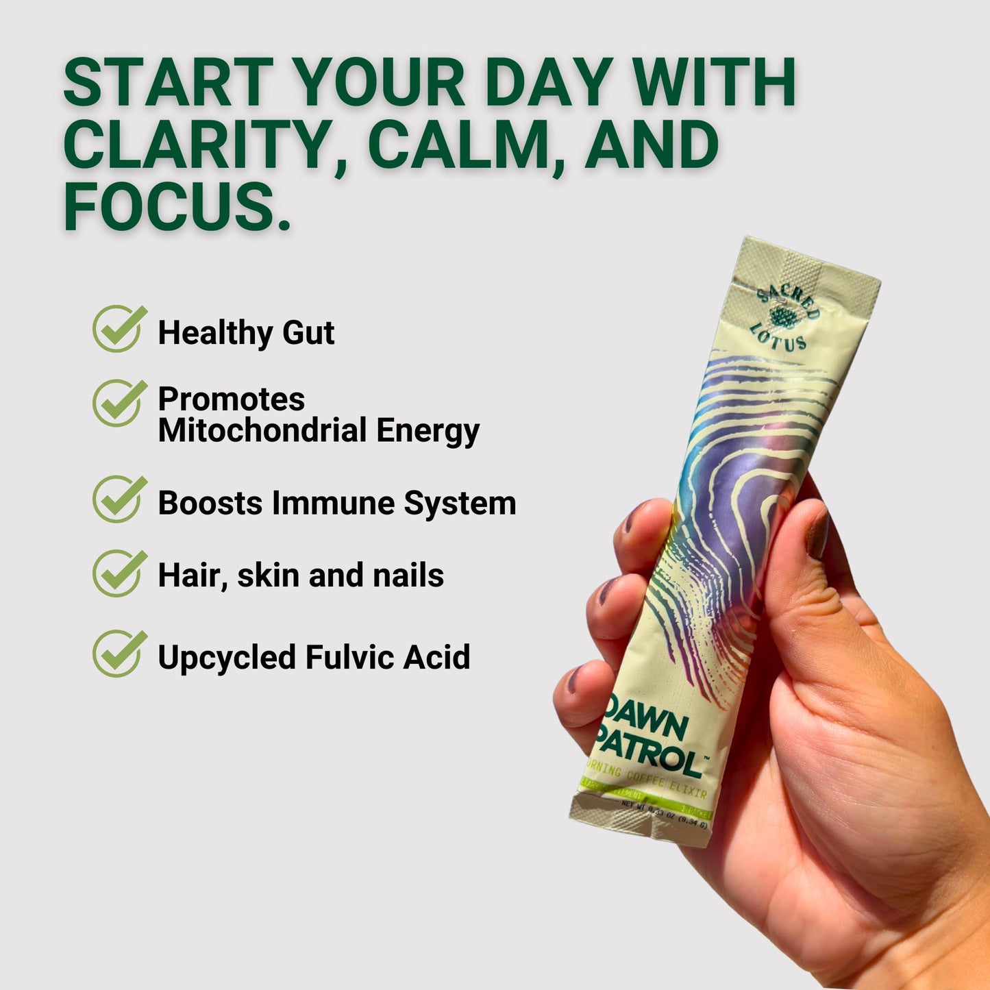 Sacred Lotus Dawn Patrol Morning Mushroom Coffee Elixir Powder Sticks, 12 Count
