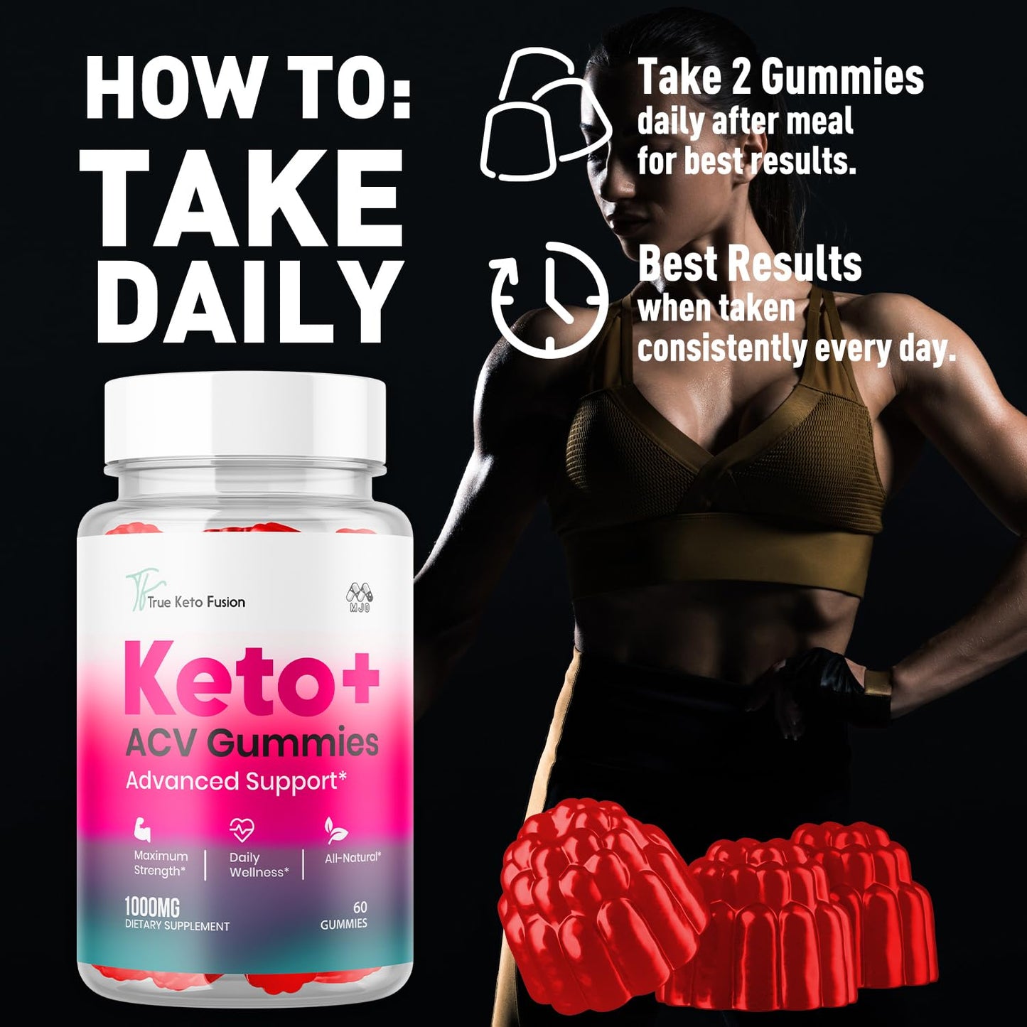MJO True Keto Fusion Gummies, 180 Gummies